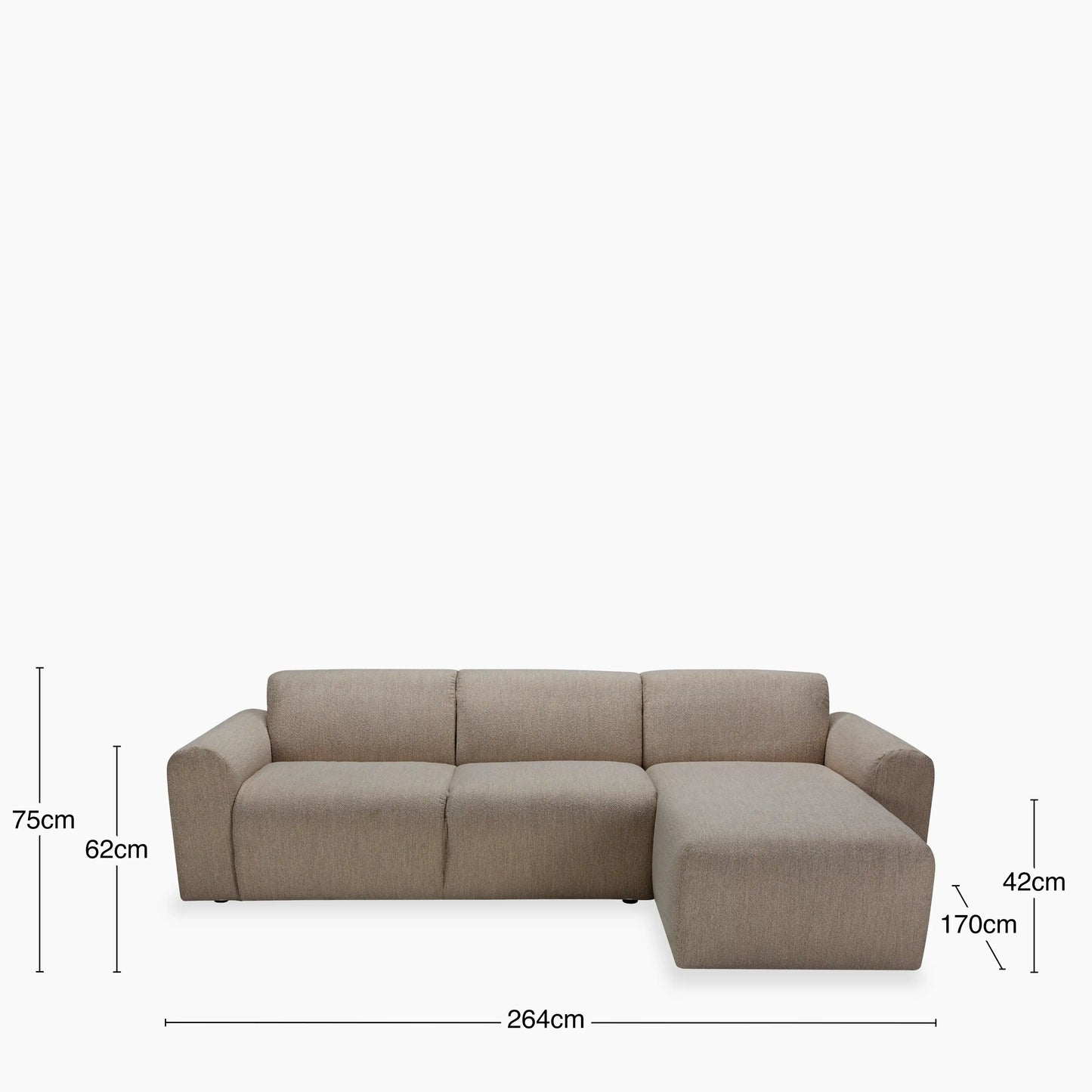 Celeste 3 Seater Left/Right Chaise Sofa | Ecru Boucle