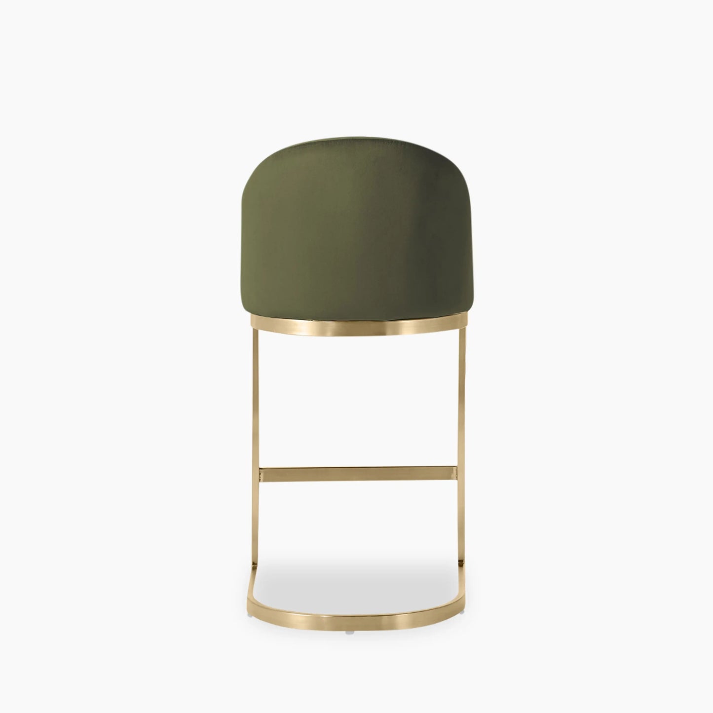Matteo Kitchen Stool with Backrest | Olive Green Sustainable Velvet