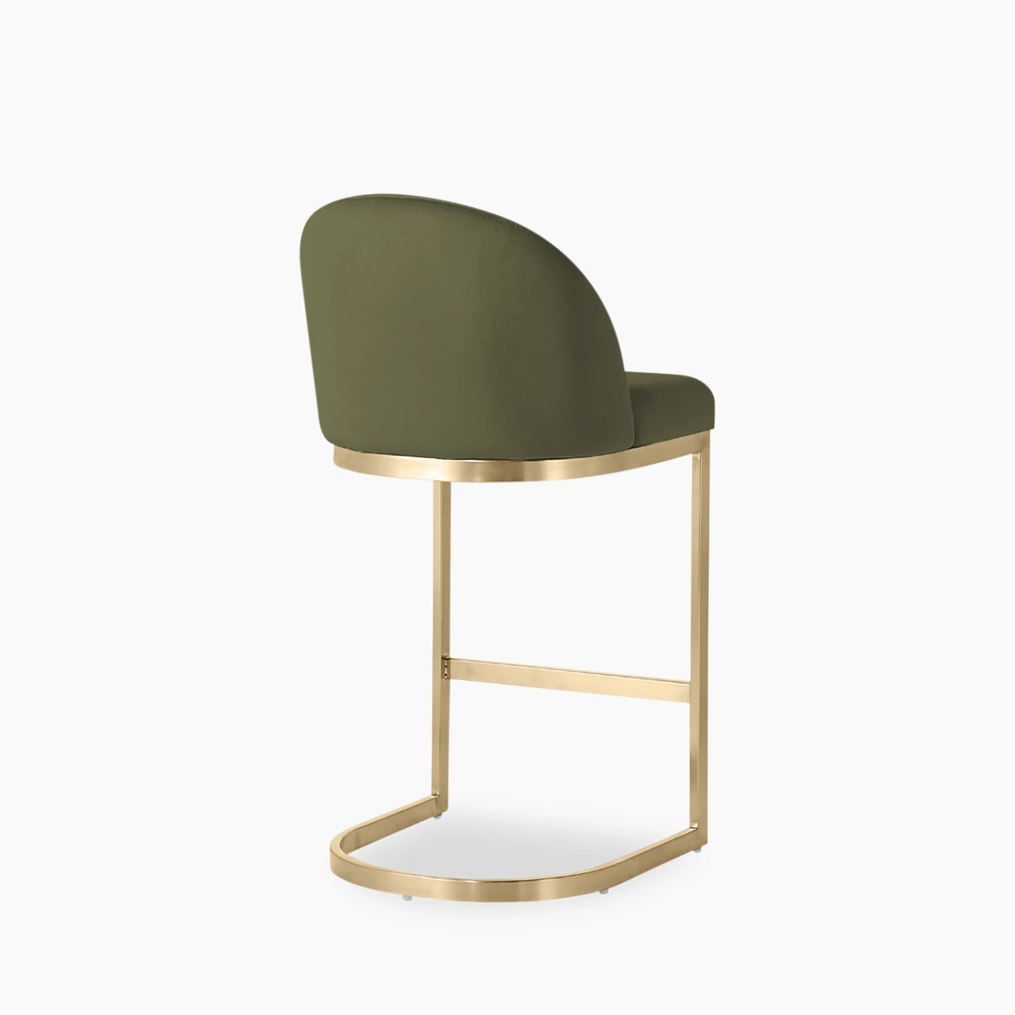Matteo Kitchen Stool with Backrest | Olive Green Sustainable Velvet