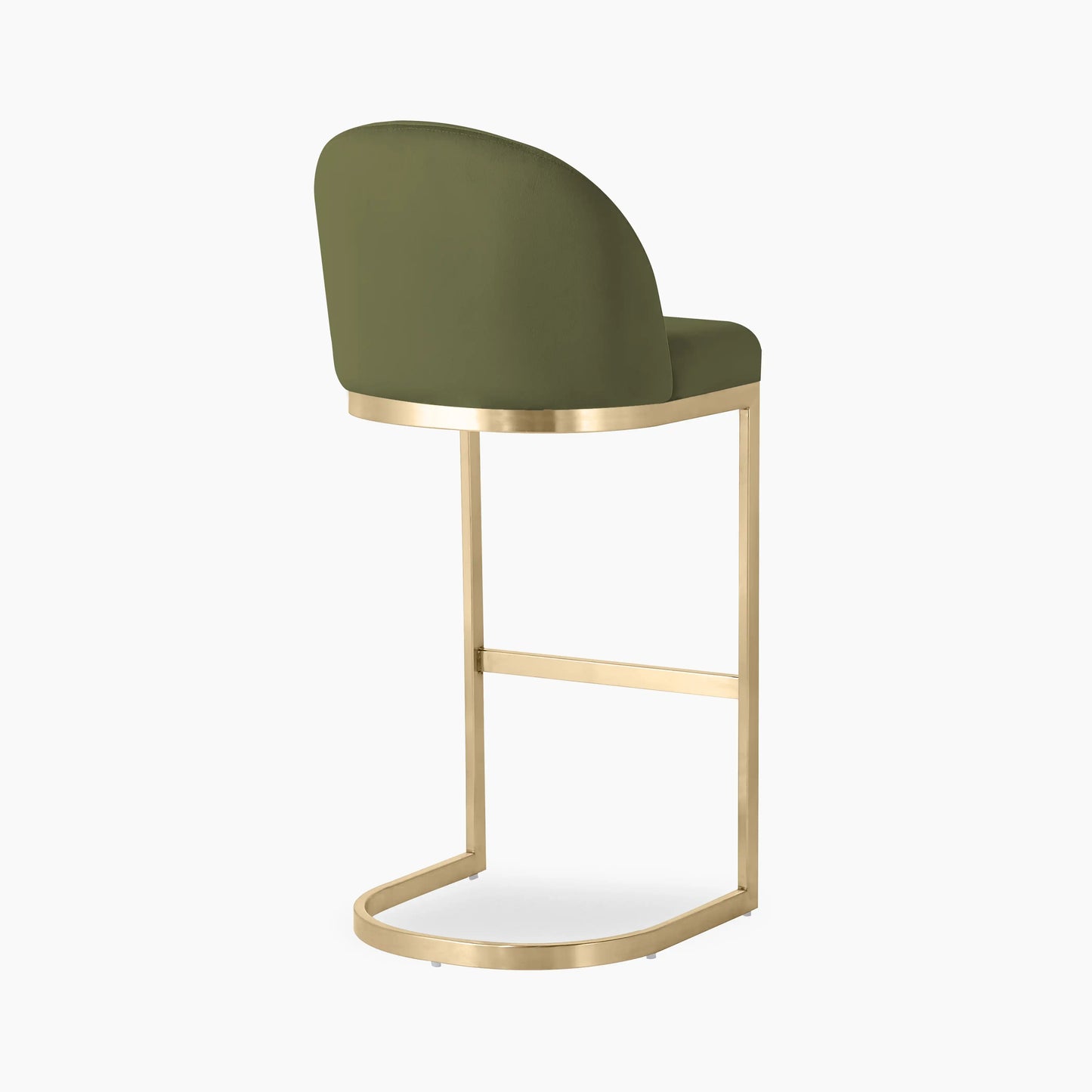 Matteo Bar Stool with Backrest | Olive Green Sustainable Velvet