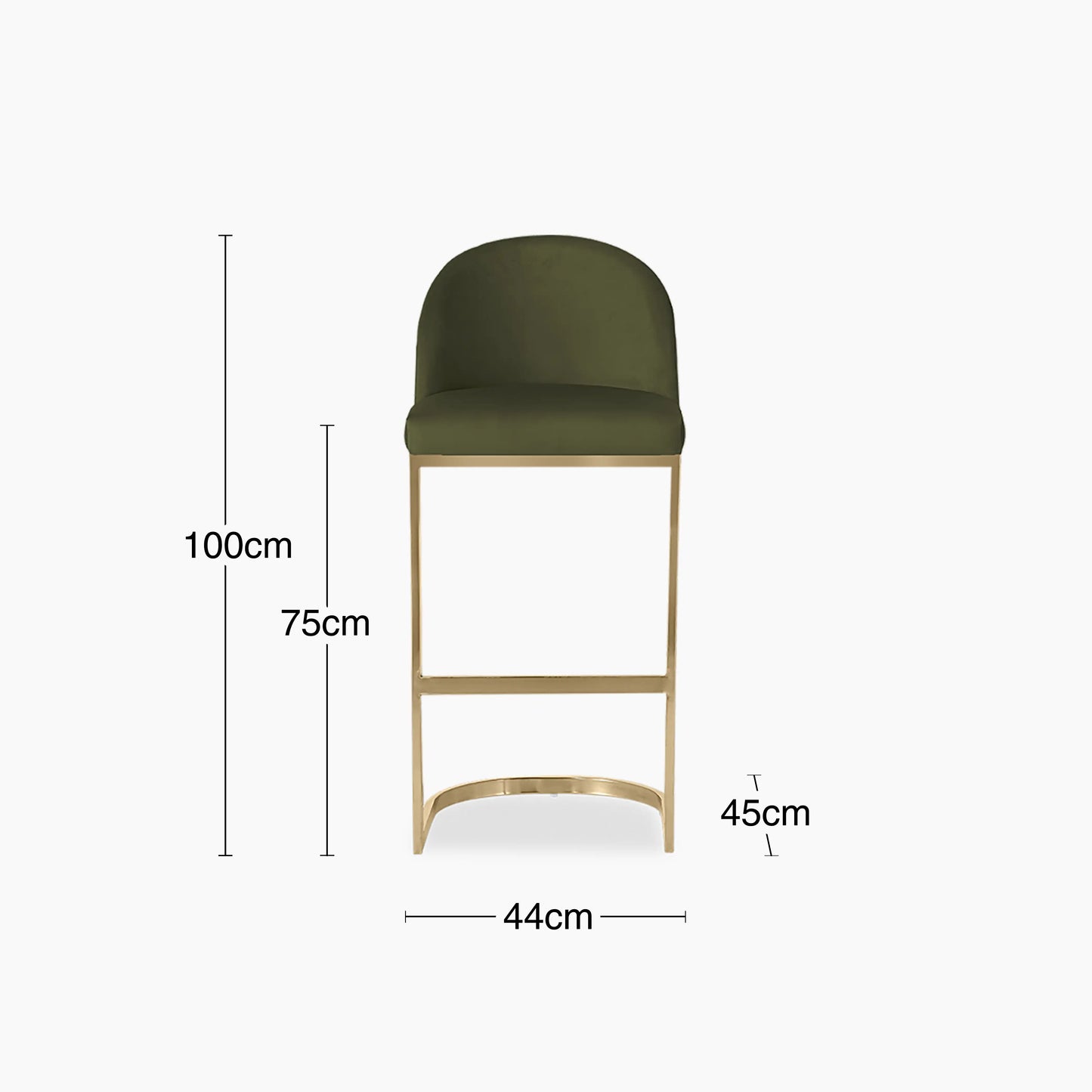 Matteo Bar Stool with Backrest | Olive Green Sustainable Velvet
