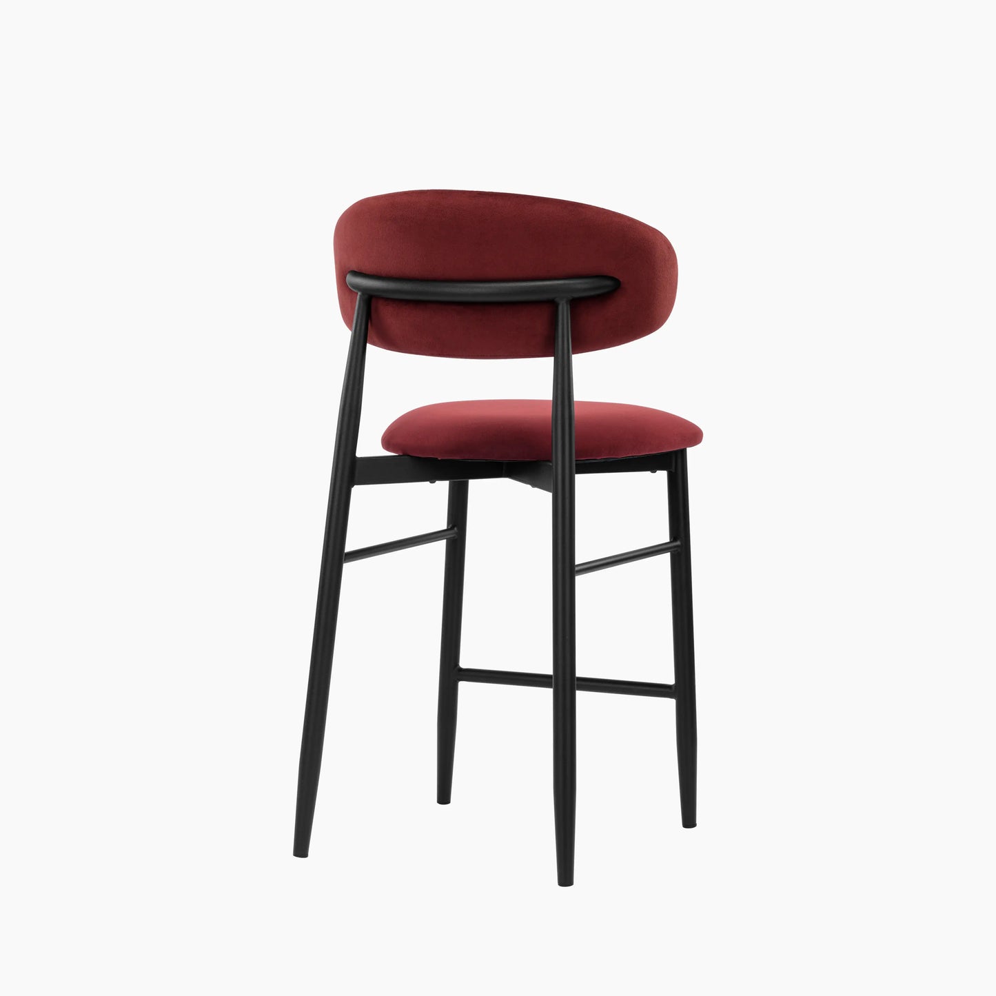 Halston Kitchen Stool | Rust Red Sustainable Velvet & Black