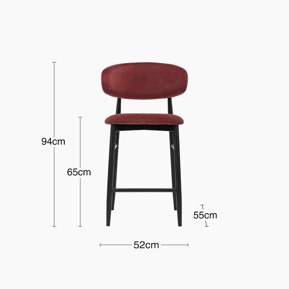 Halston Kitchen Stool | Rust Red Sustainable Velvet & Black