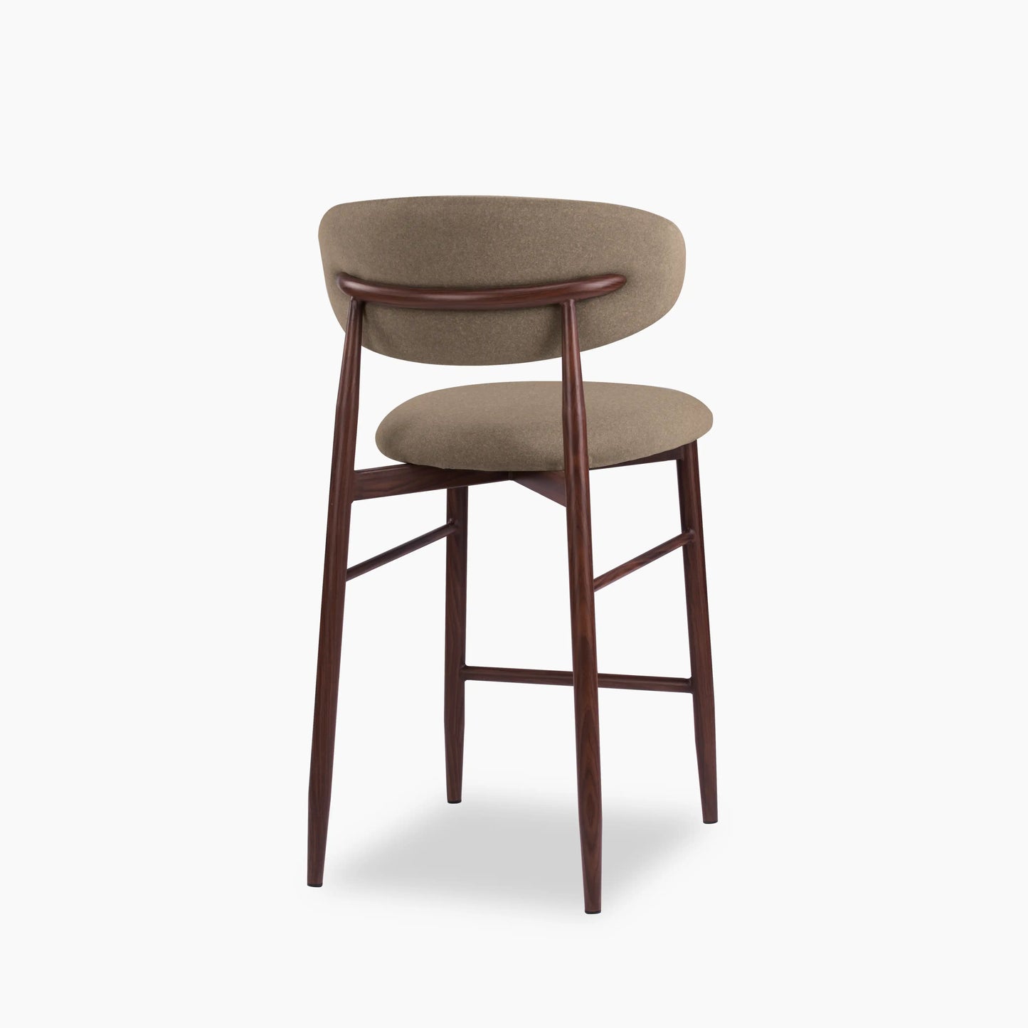 Halston Kitchen Stool | Truffle Brown Sustainable Mohair Velvet & Walnut