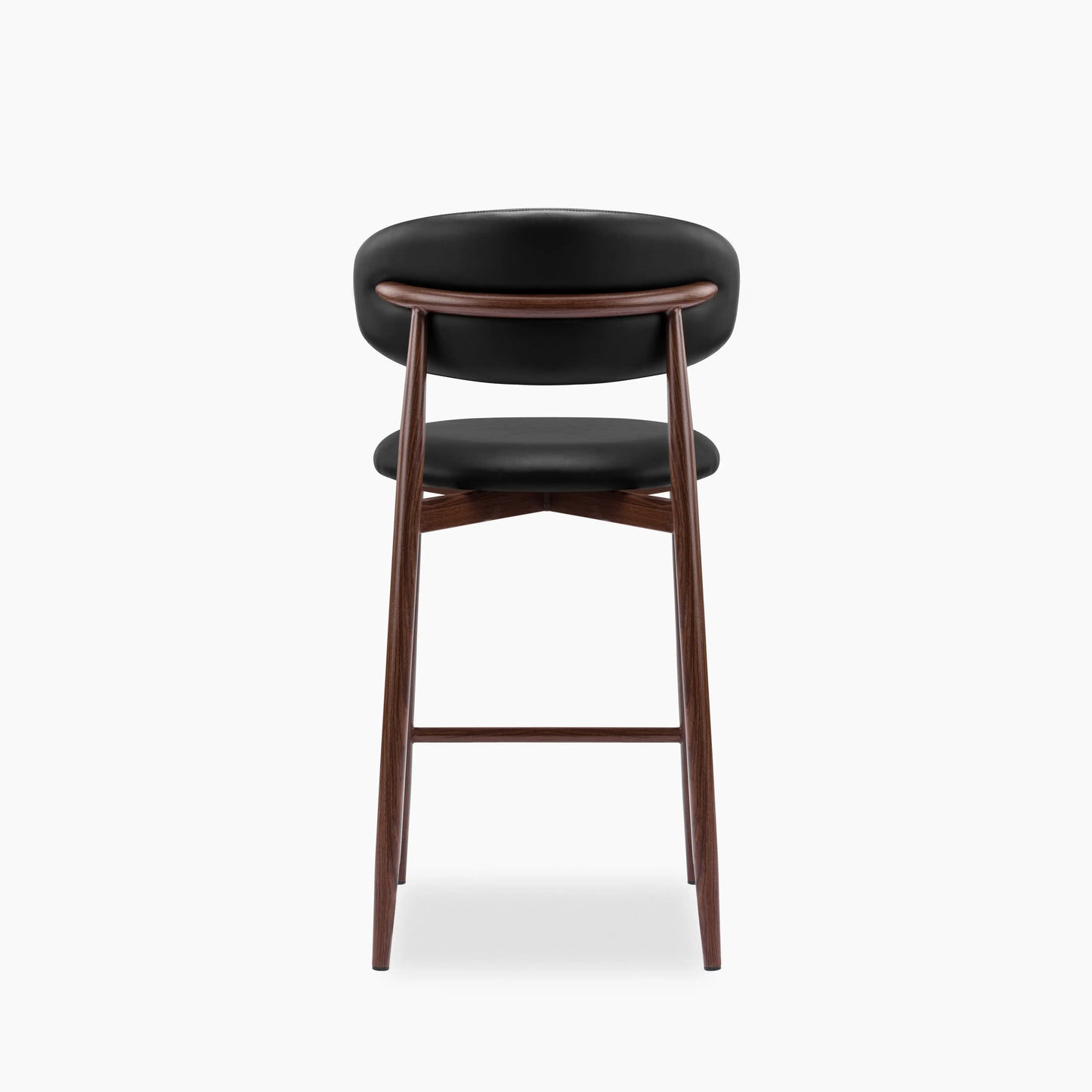 Halston Kitchen Stool | Vintage Black Faux Leather & Walnut