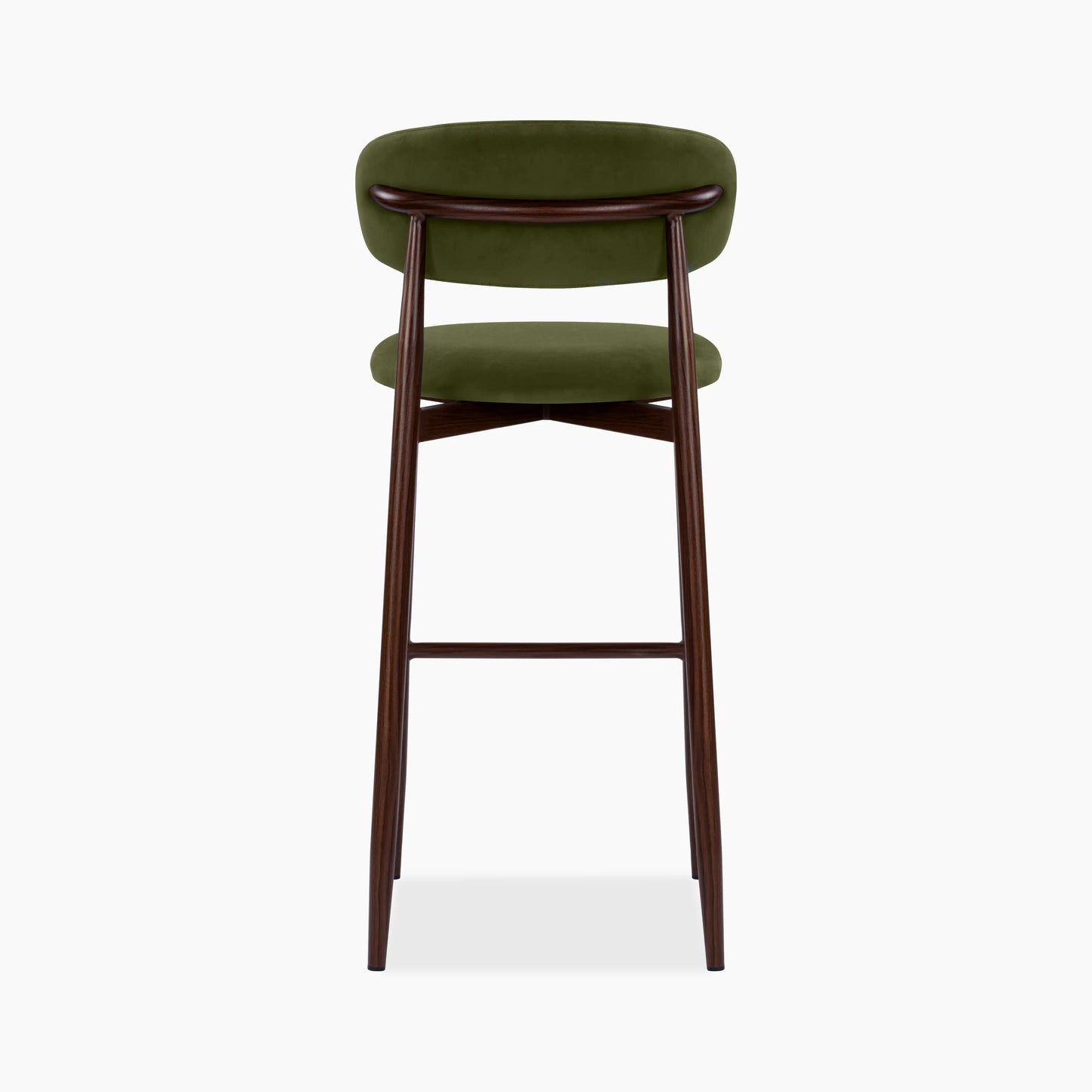 Halston Bar Stool | Olive Green Sustainable Velvet & Walnut