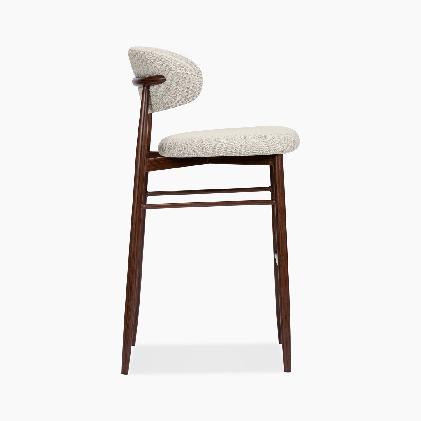 Halston Bar Stool | Speckled Stone Sustainable Boucle & Walnut