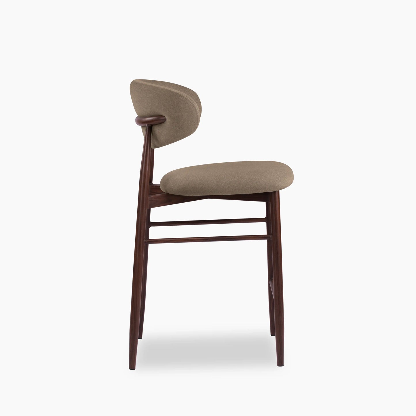 Halston Kitchen Stool | Truffle Brown Sustainable Mohair Velvet & Walnut