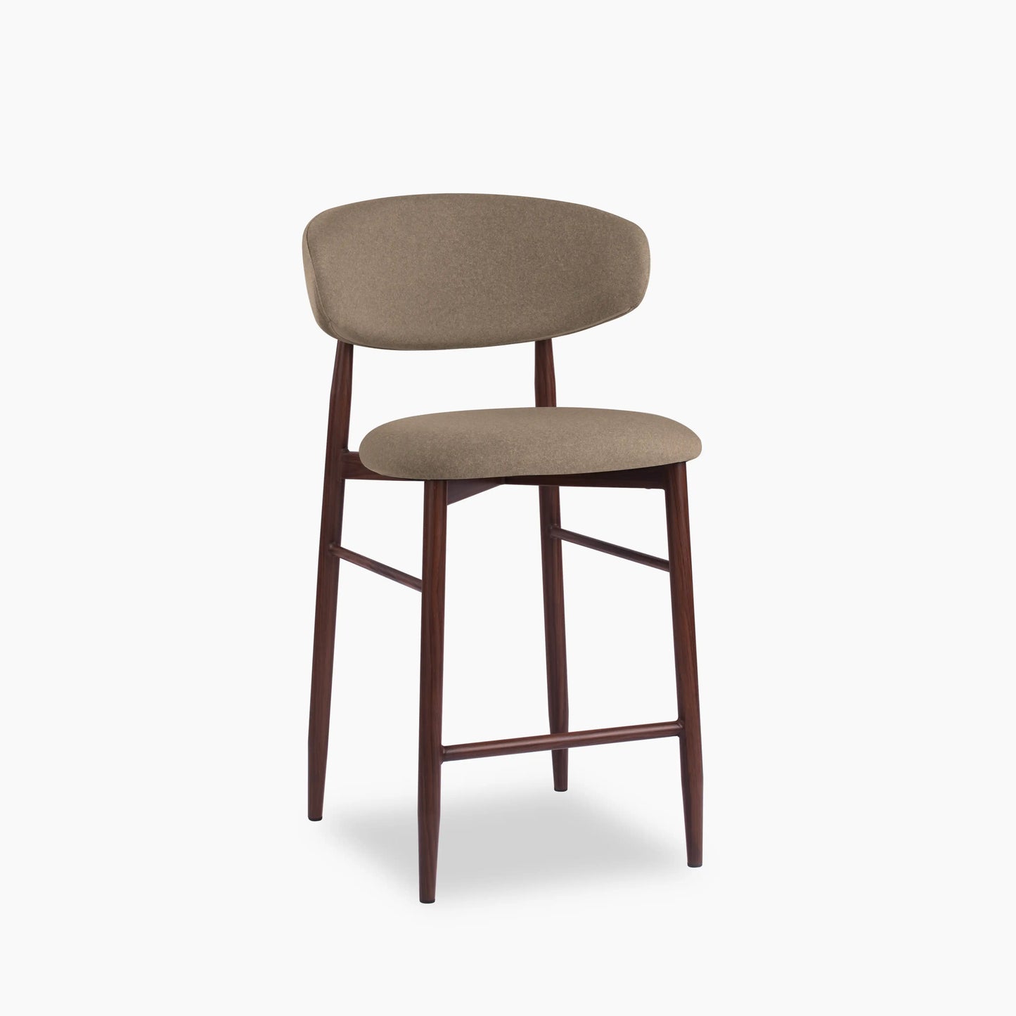 Halston Kitchen Stool | Truffle Brown Sustainable Mohair Velvet & Walnut