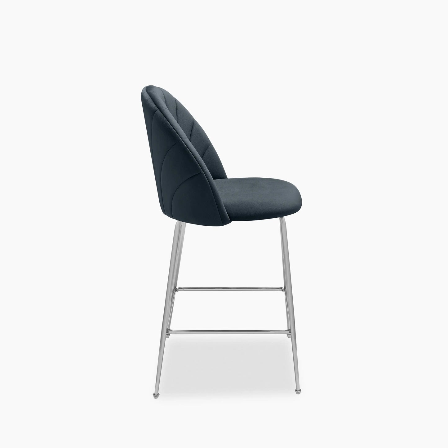Sylvia Kitchen Stool | Ink Grey Sustainable Velvet