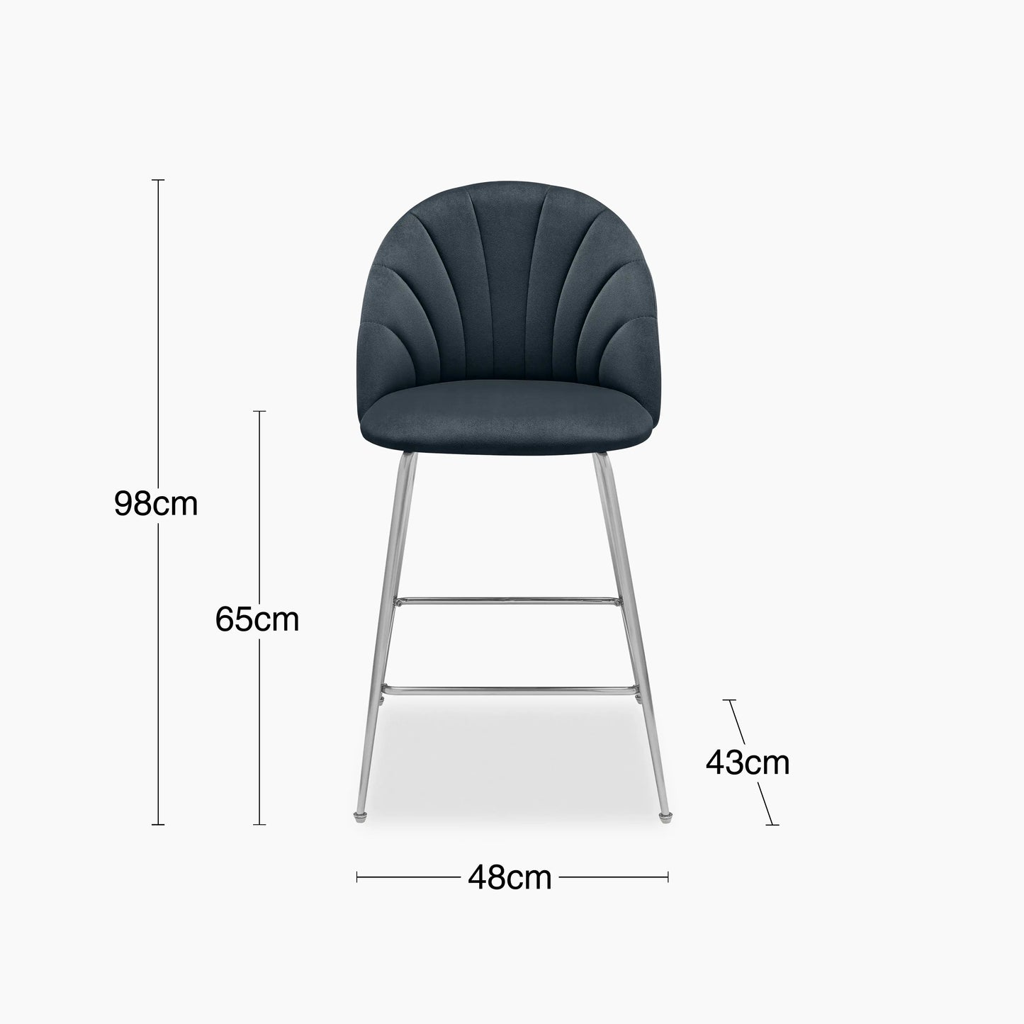 Sylvia Kitchen Stool | Ink Grey Sustainable Velvet