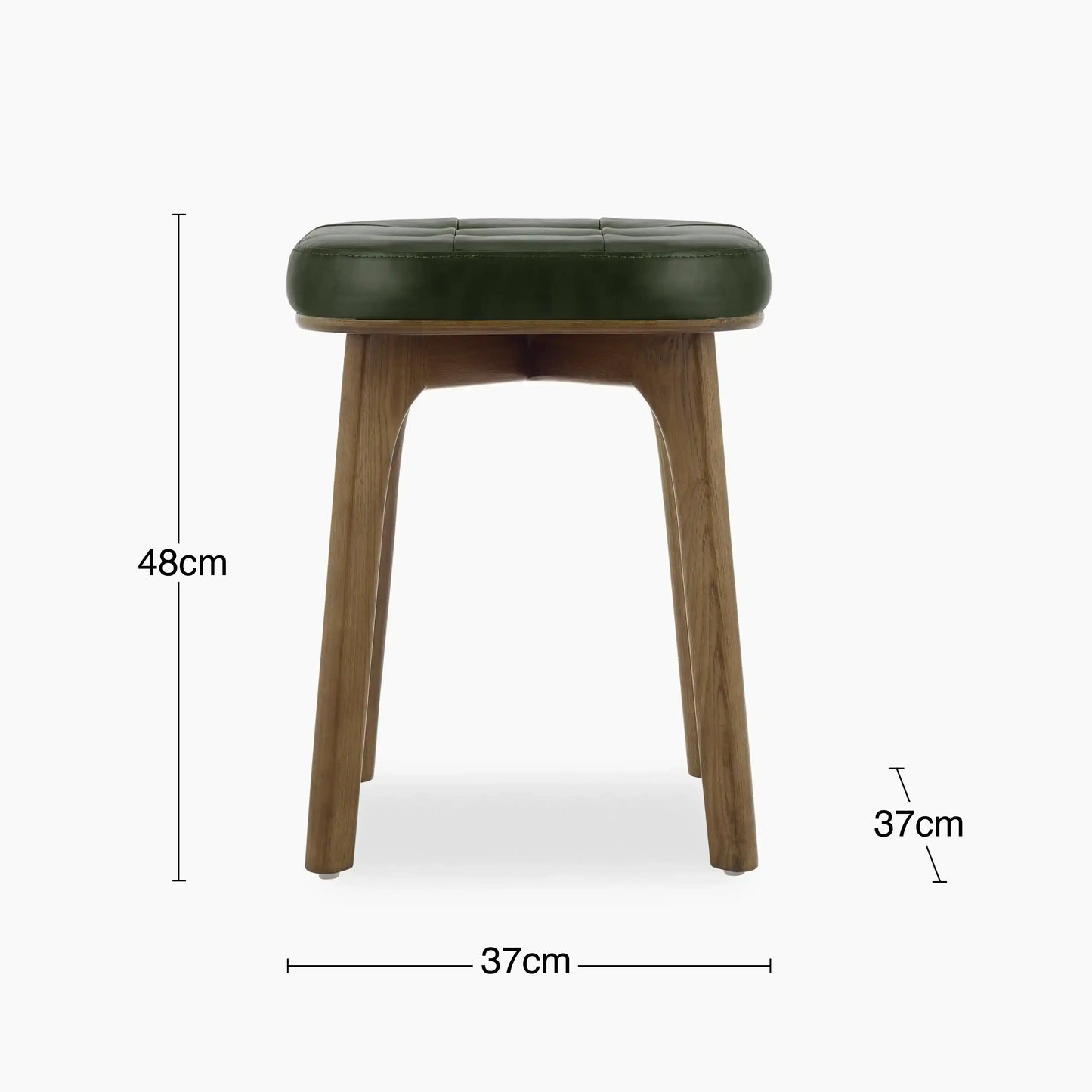 Winchester Low Stool | Vintage Green Faux Leather & Walnut