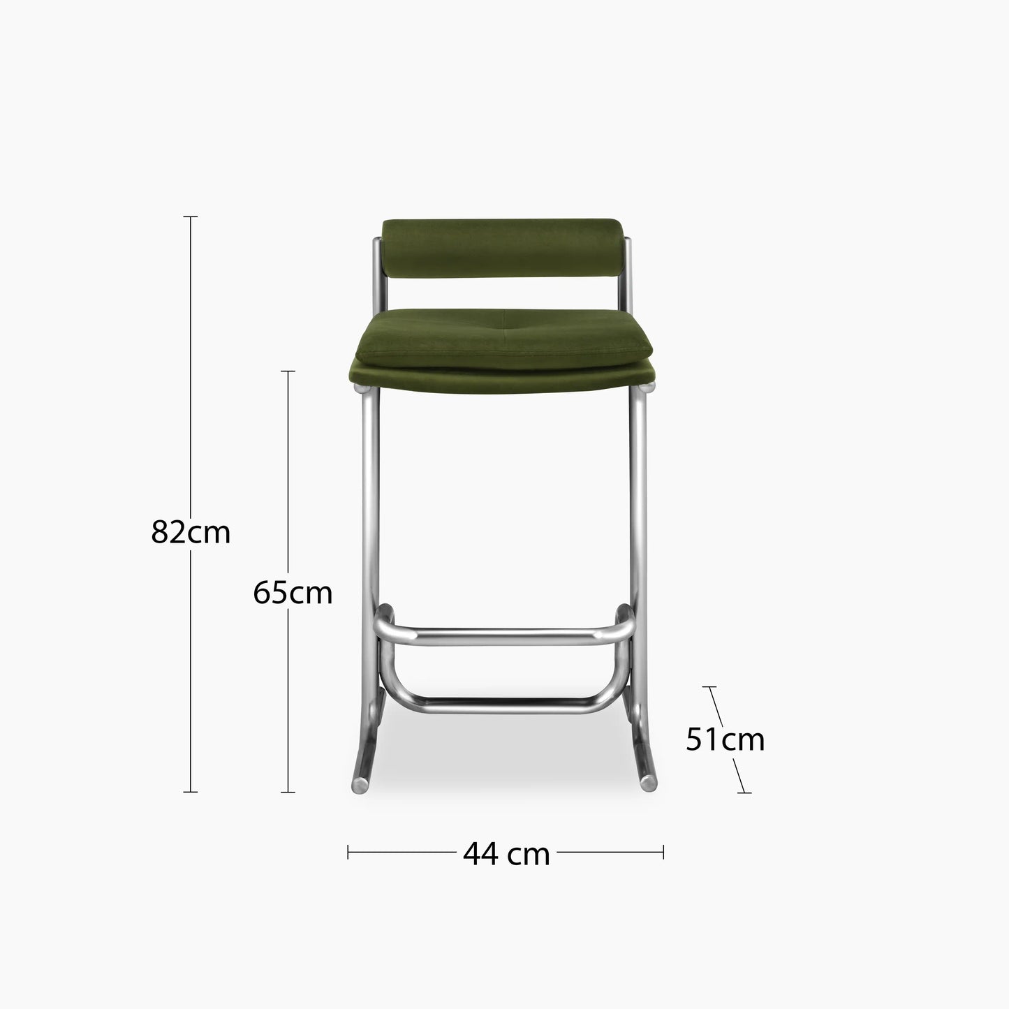 Wilbur Kitchen Stool | Olive Green Sustainable Velvet & Chrome