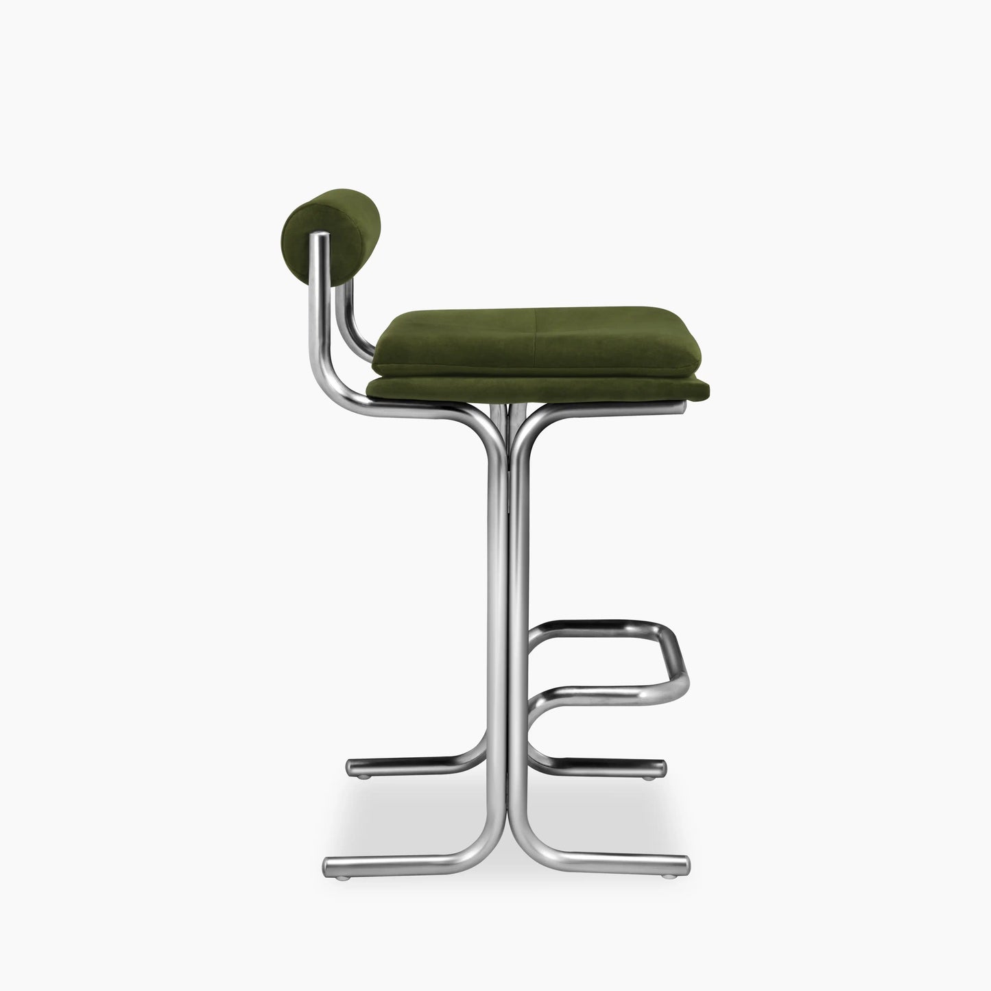 Wilbur Kitchen Stool | Olive Green Sustainable Velvet & Chrome