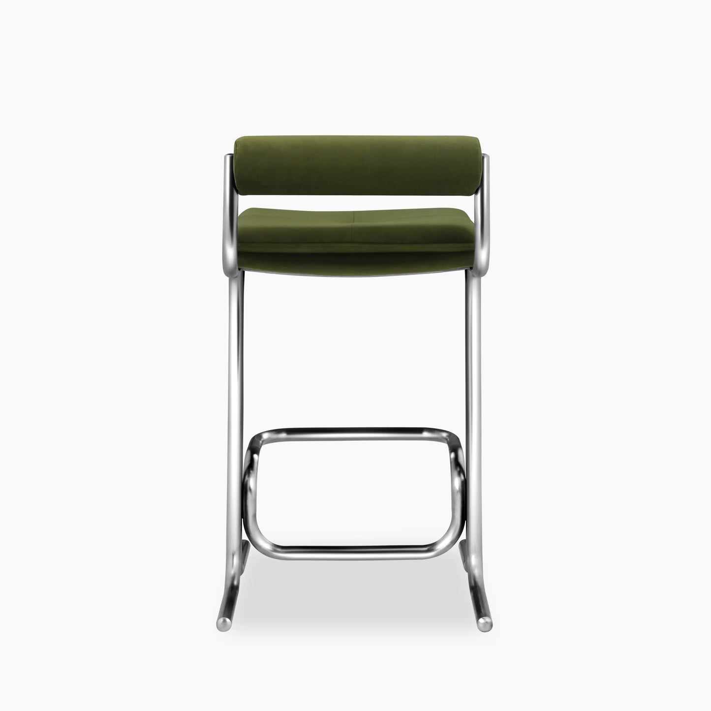 Wilbur Kitchen Stool | Olive Green Sustainable Velvet & Chrome