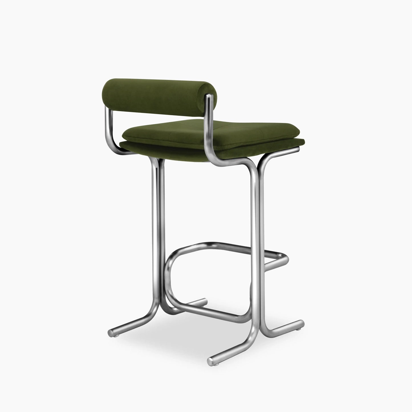 Wilbur Kitchen Stool | Olive Green Sustainable Velvet & Chrome