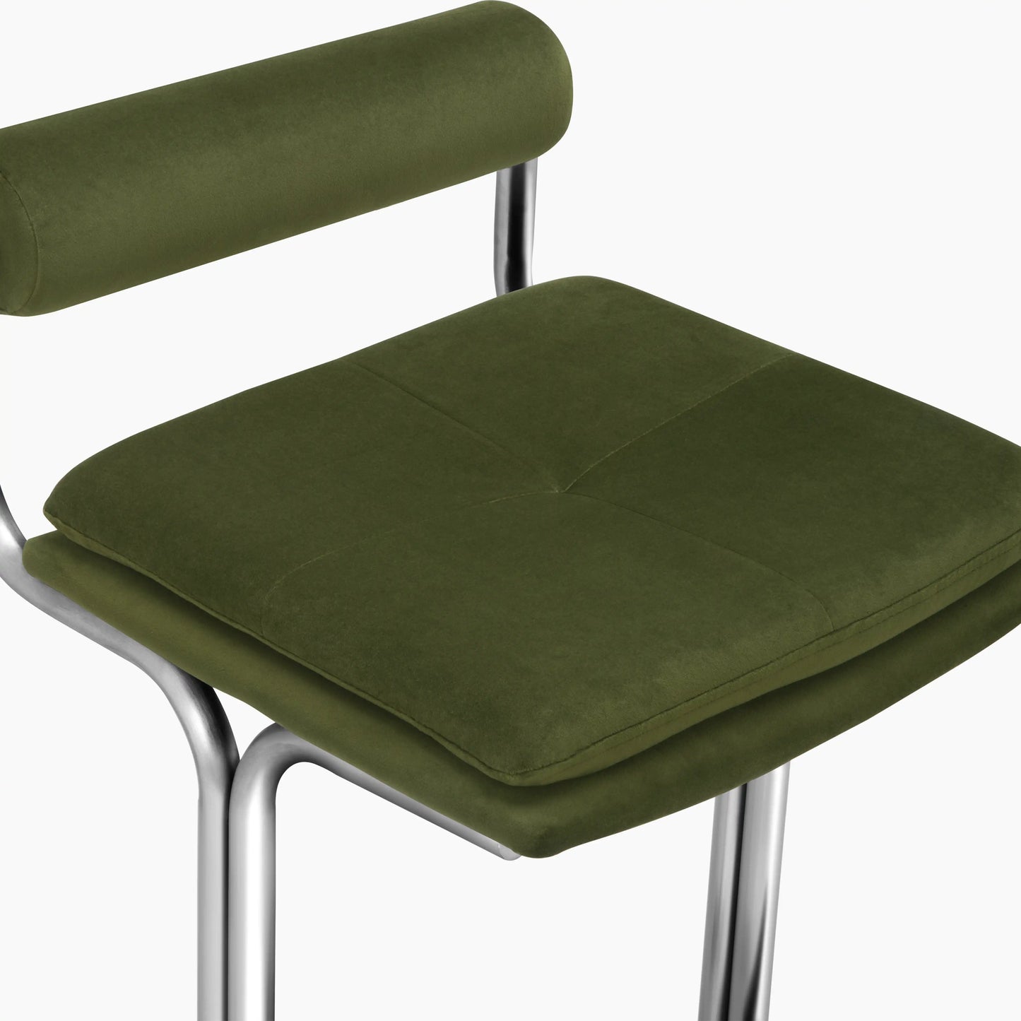 Wilbur Kitchen Stool | Olive Green Sustainable Velvet & Chrome