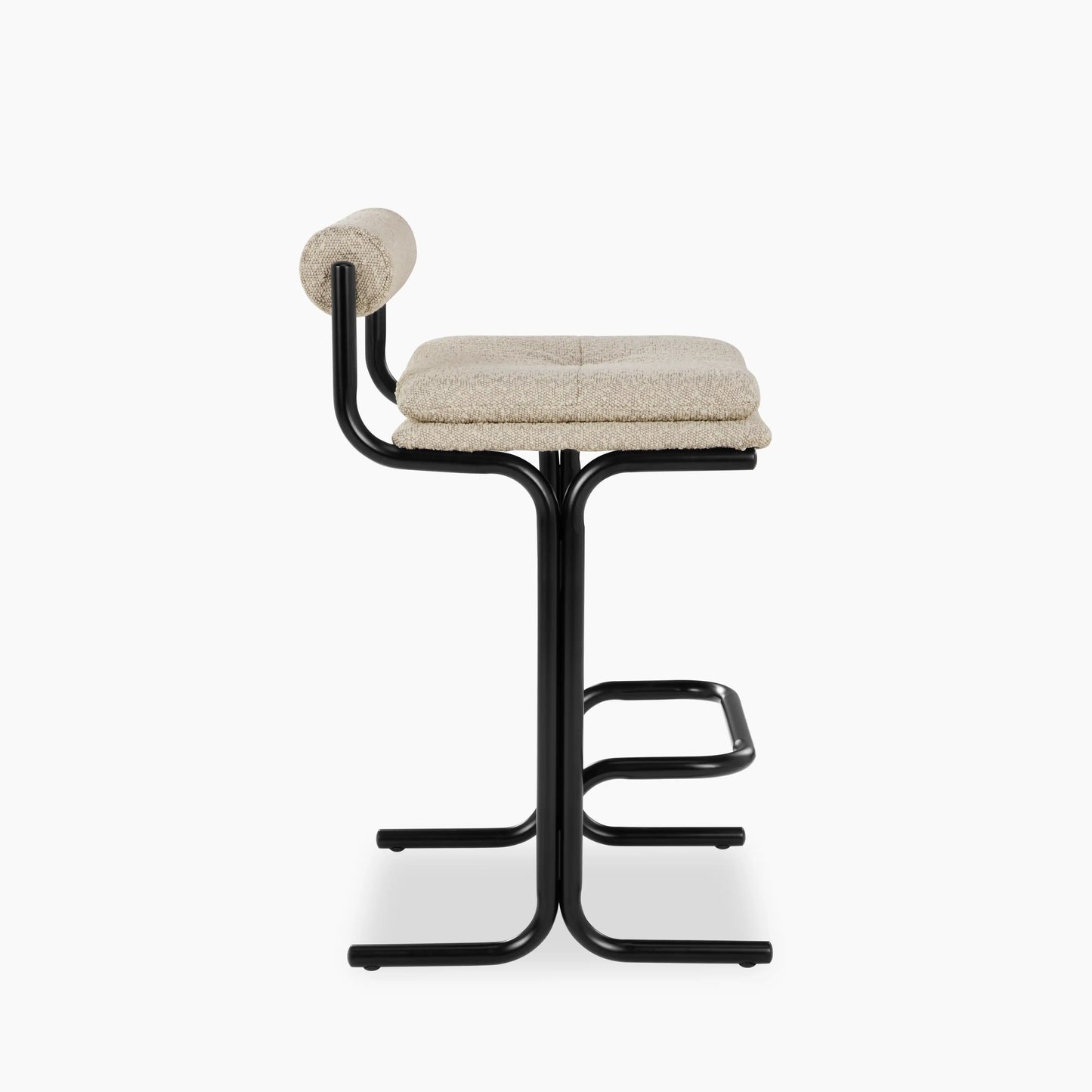 Wilbur Kitchen Stool | Speckled Stone Sustainable Boucle & Black