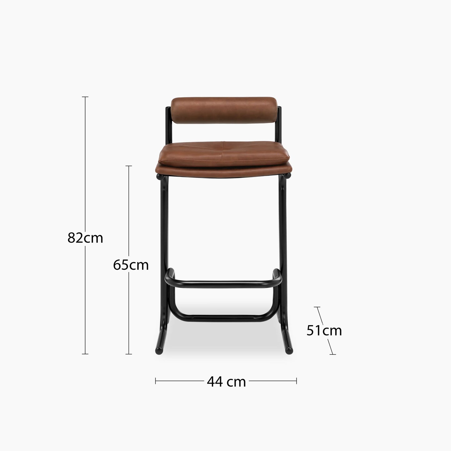 Wilbur Kitchen Stool | Vintage Tan Faux Leather & Black