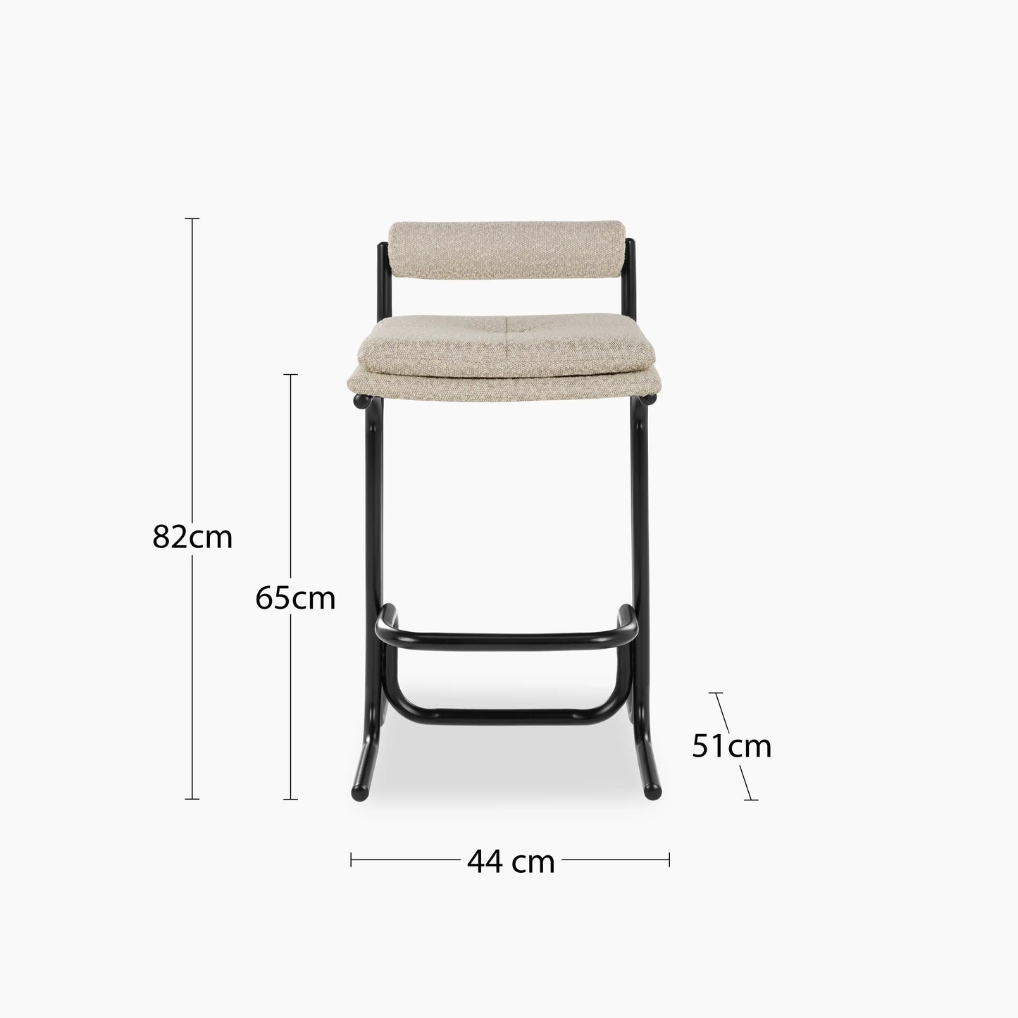 Wilbur Kitchen Stool | Speckled Stone Sustainable Boucle & Black