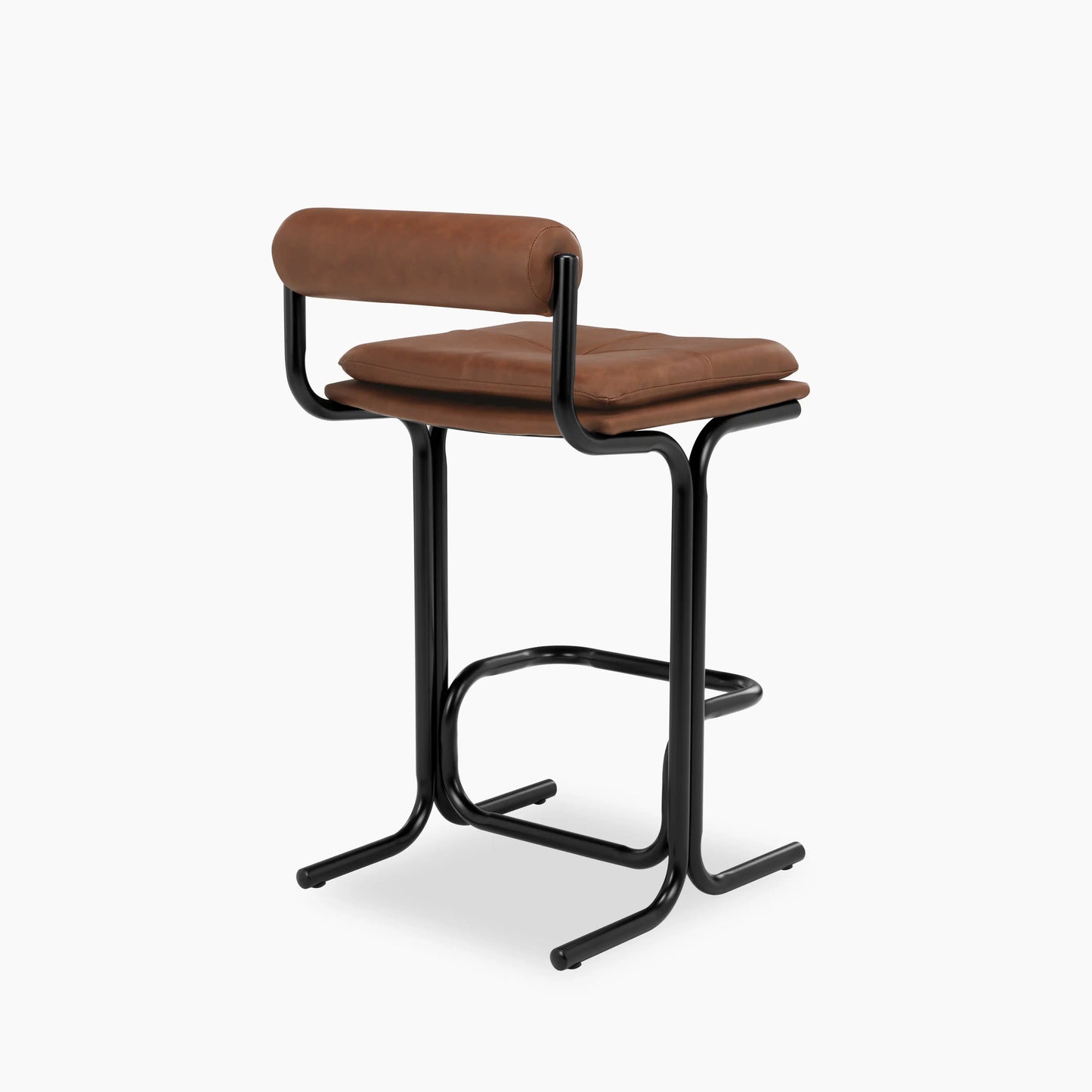 Wilbur Kitchen Stool | Vintage Tan Faux Leather & Black