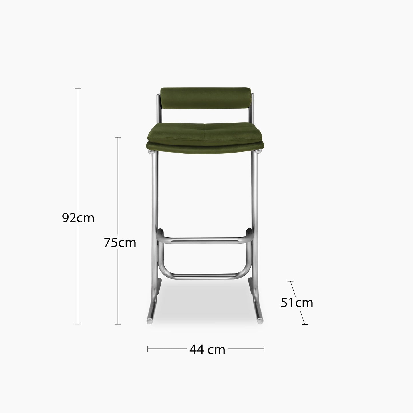 Wilbur Bar Stool | Olive Green Sustainable Velvet & Chrome