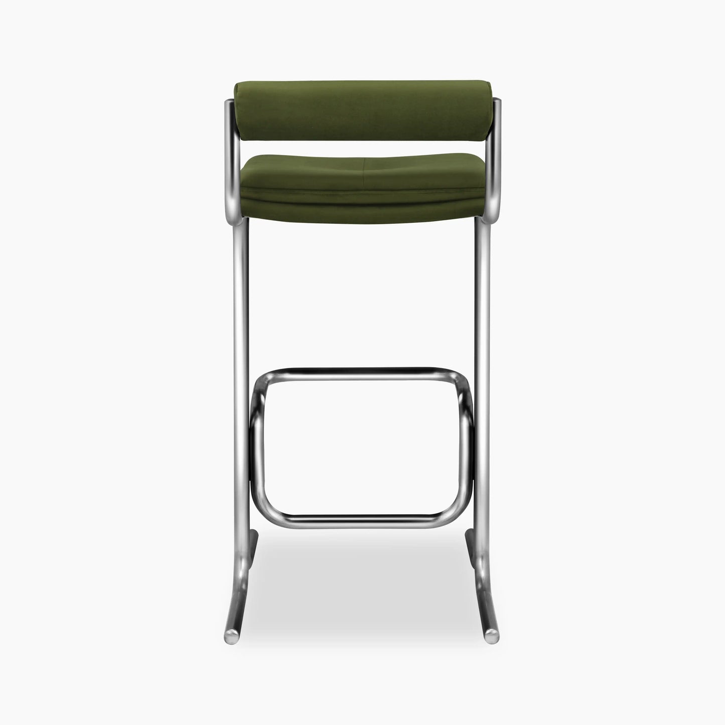 Wilbur Bar Stool | Olive Green Sustainable Velvet & Chrome