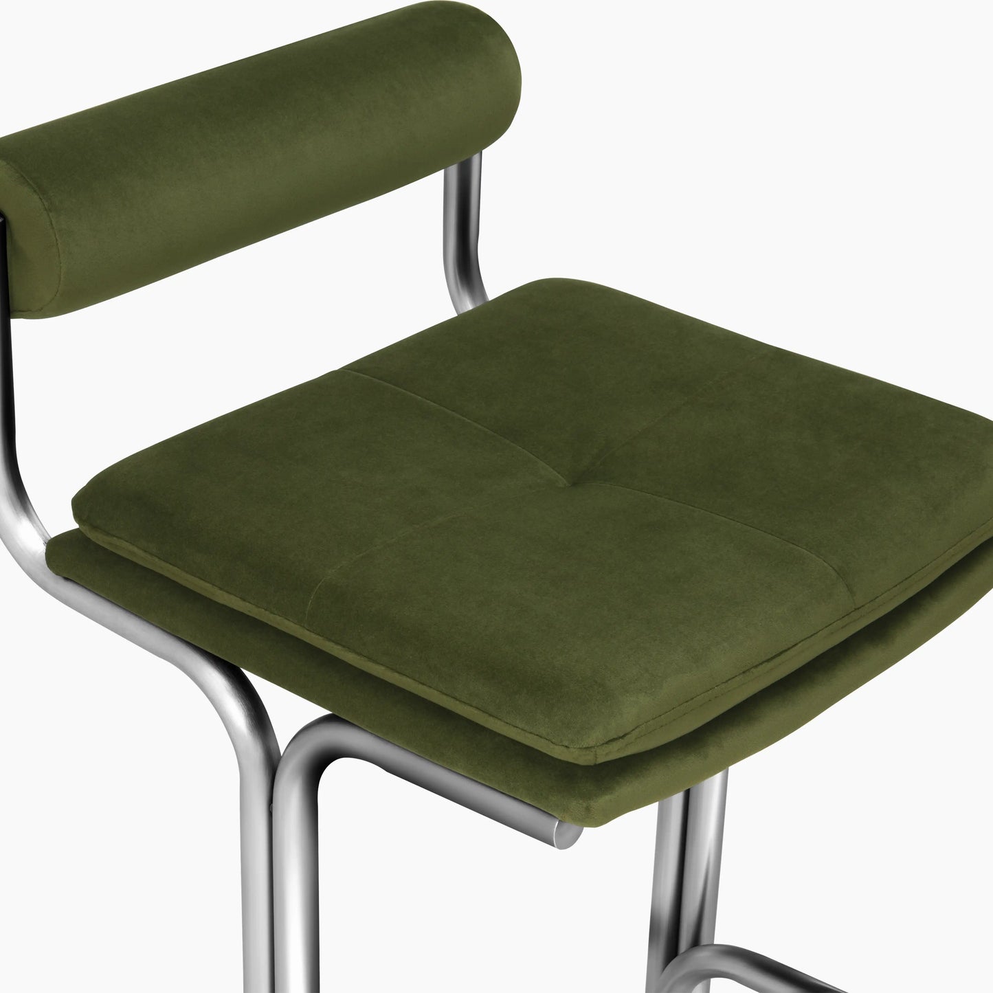 Wilbur Bar Stool | Olive Green Sustainable Velvet & Chrome