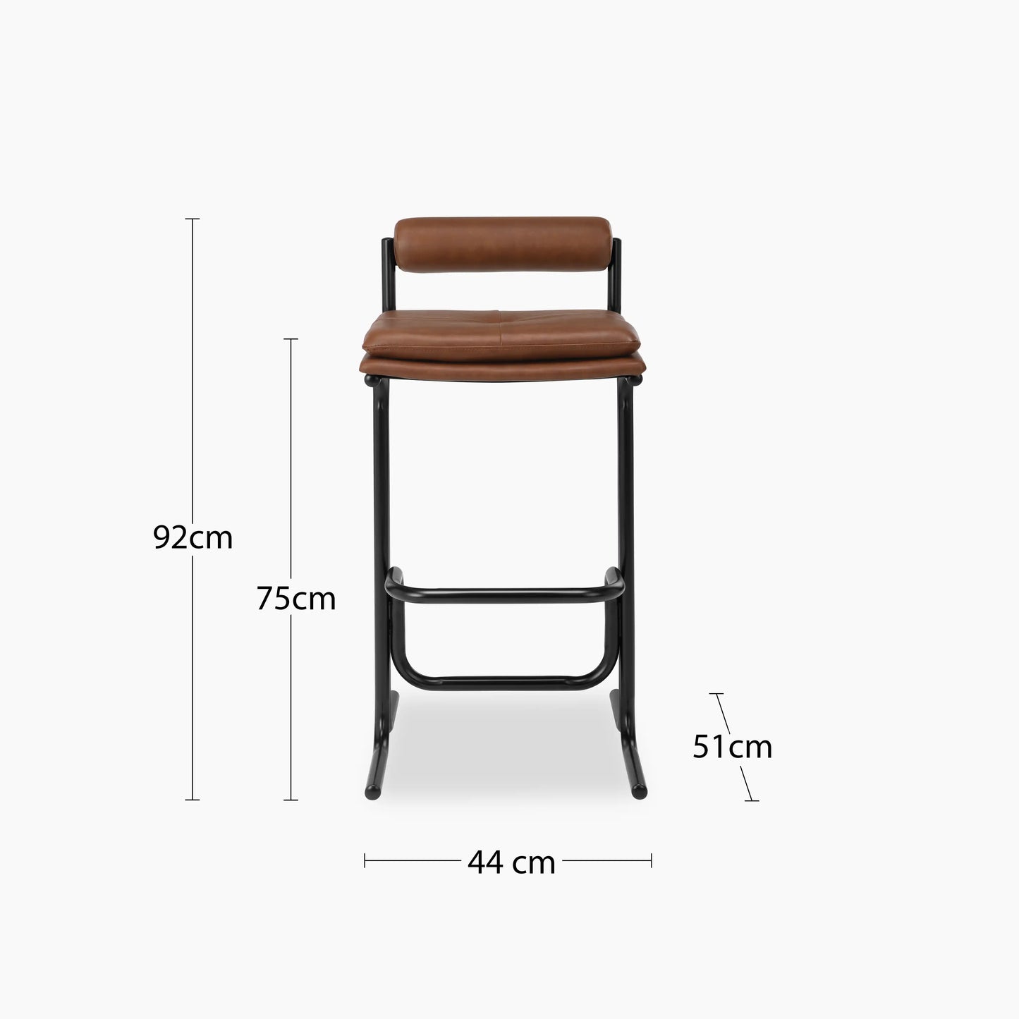 Wilbur Bar Stool | Vintage Tan Faux Leather & Black