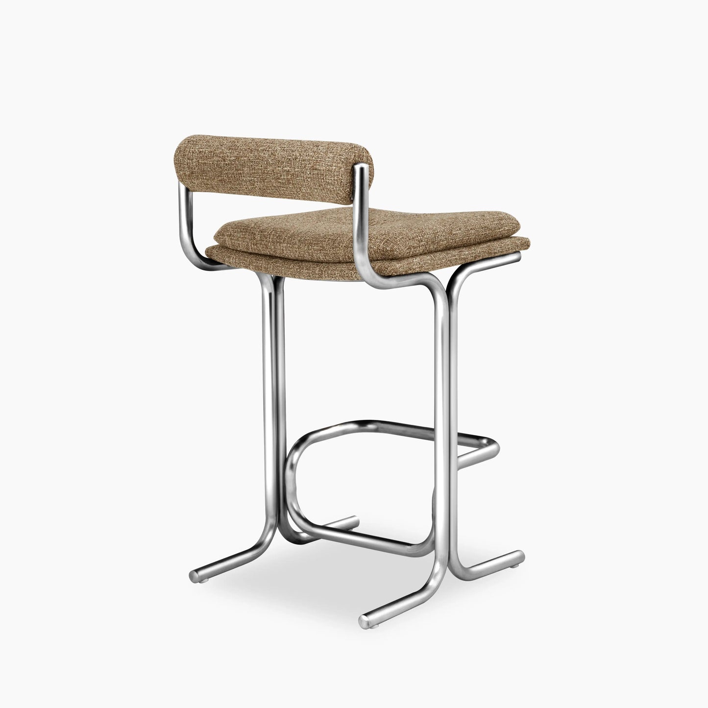 Wilbur Kitchen Stool | Speckled Cappuccino Boucle & Chrome