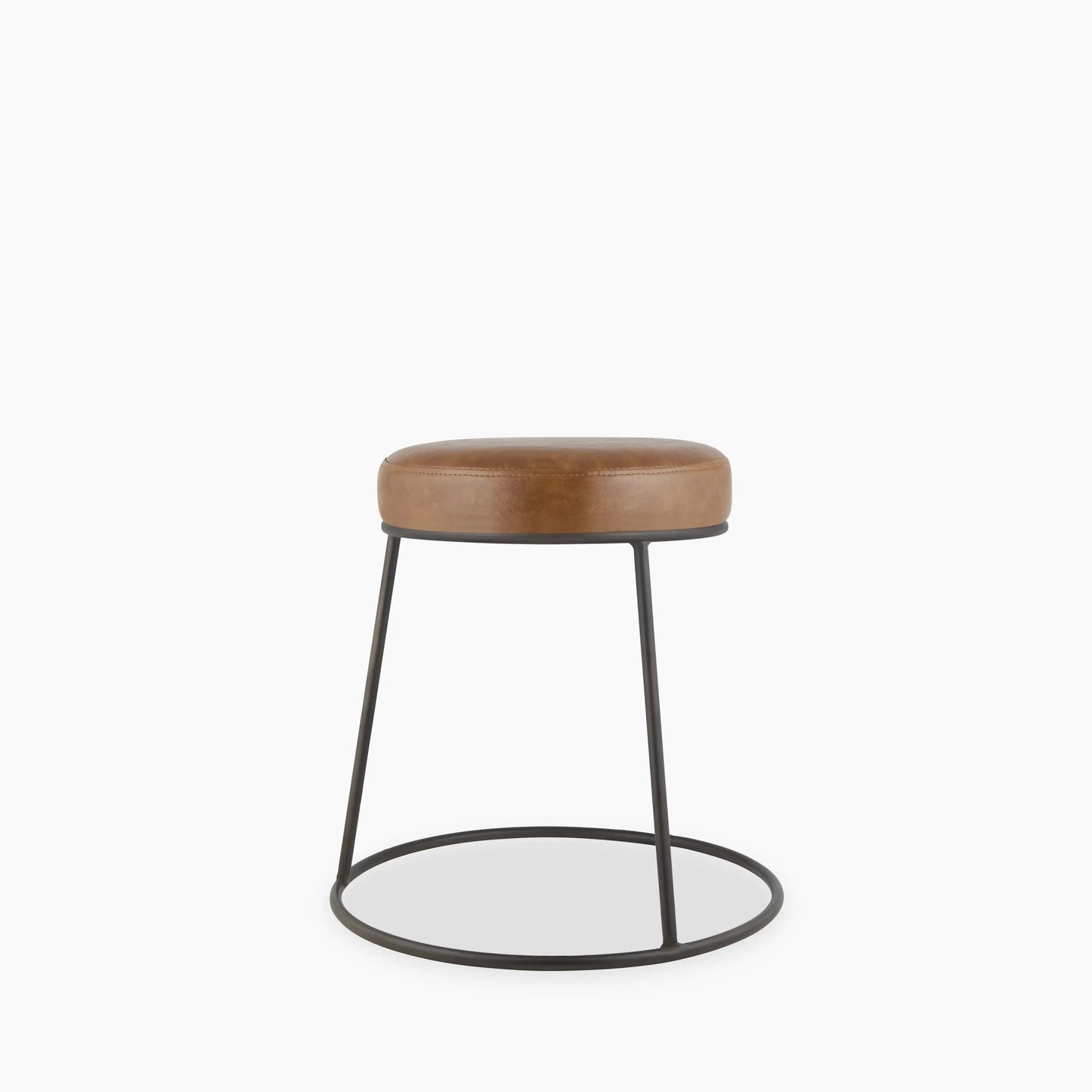 Austen Low Stool | Vintage Tan Faux Leather & Rustic