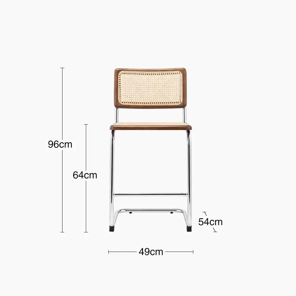 Kenton Kitchen Stool | Natural Cane & Chrome