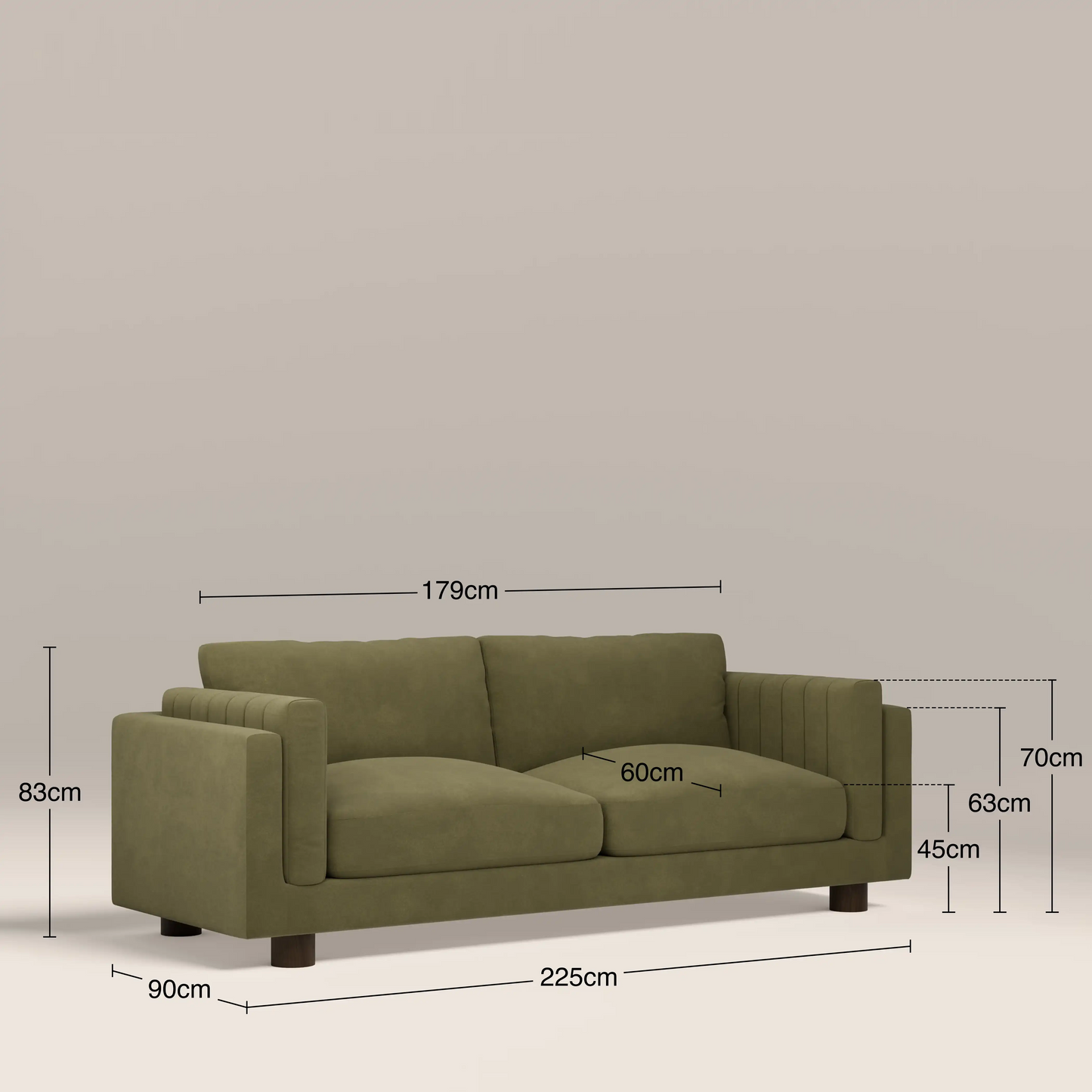 Halton 3 Seater Sofa | Moss Green Sustainable Mohair Velvet