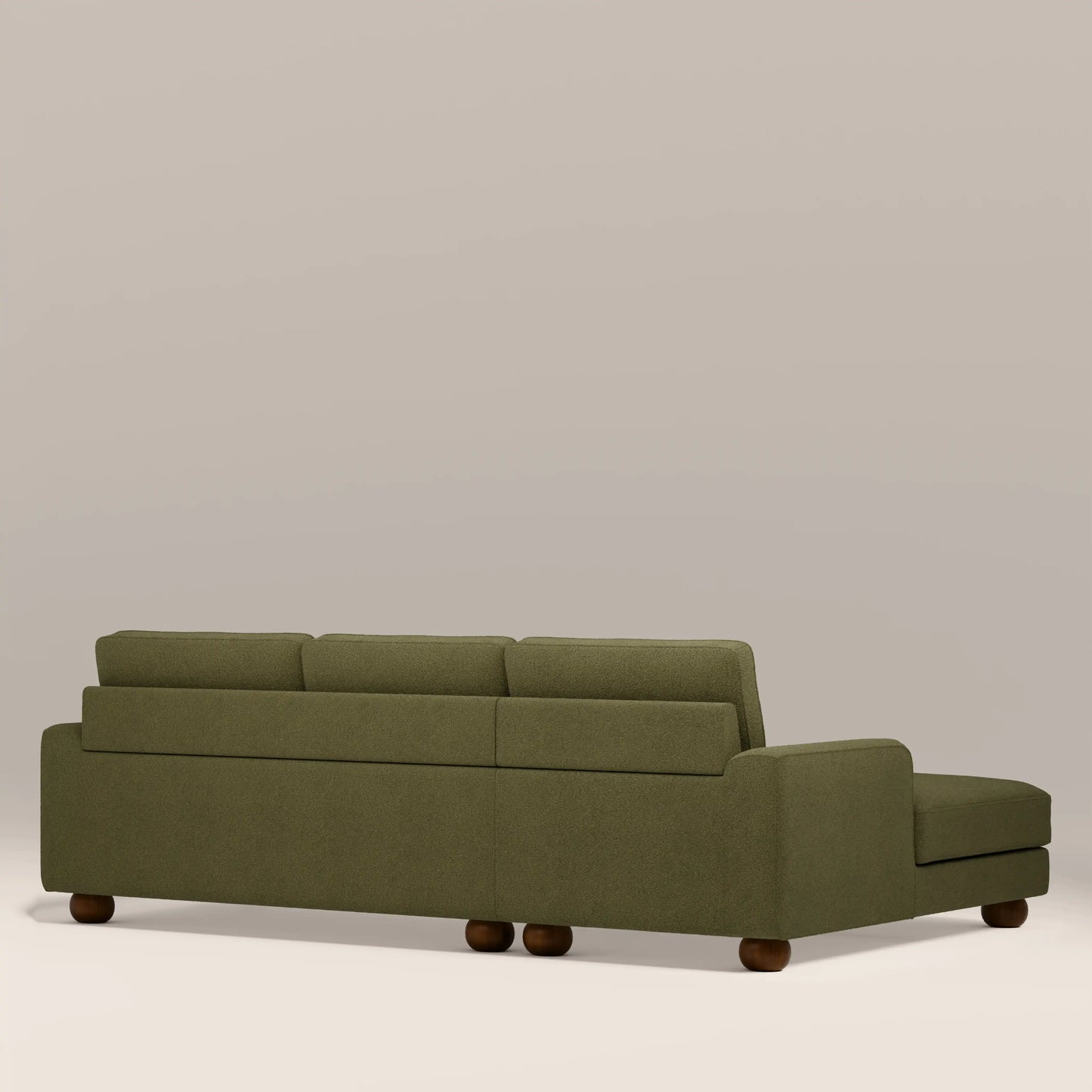 Nola Left Hand Chaise Sofa | Moss Green Boucle