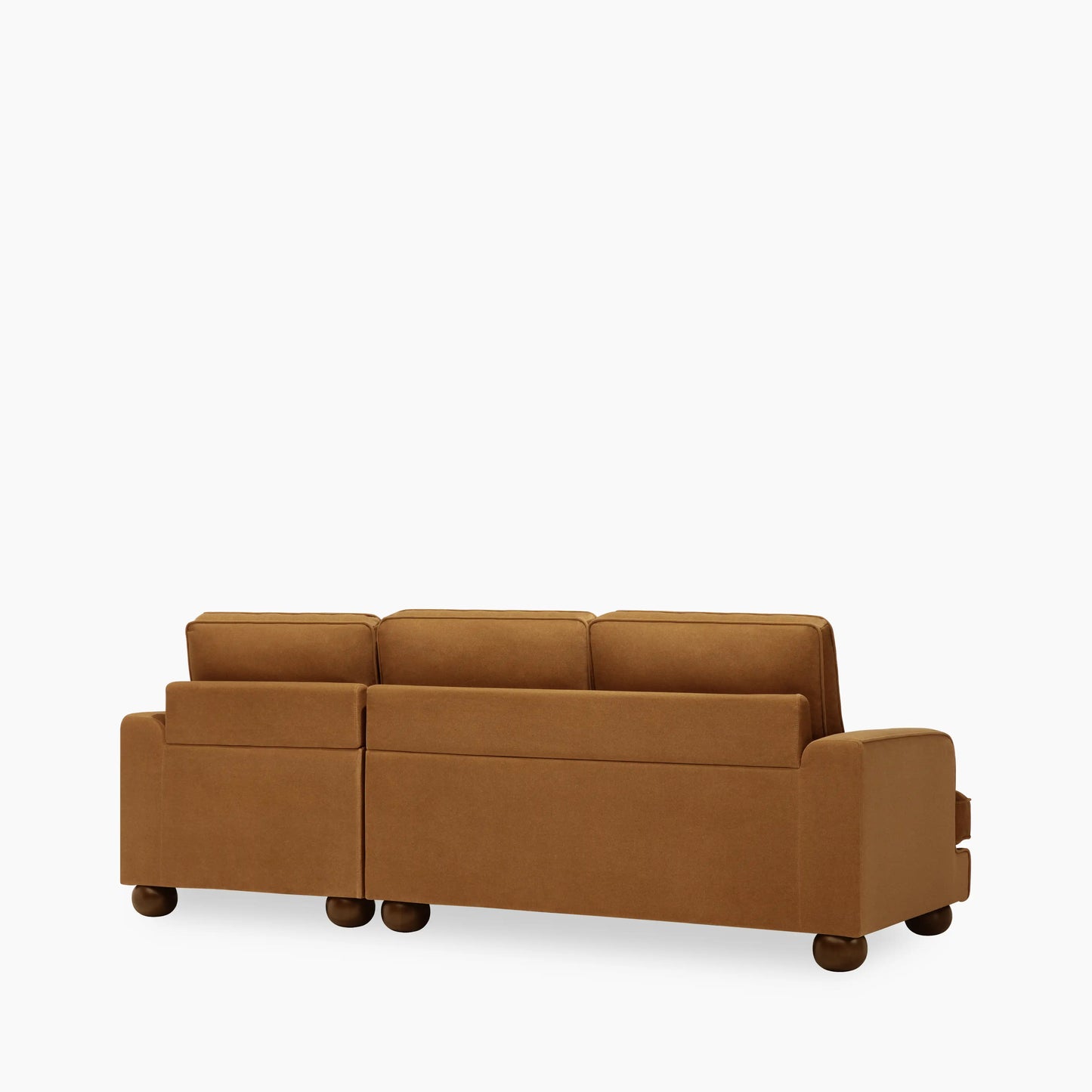 Nola Right Hand Chaise Sofa | Caramel Brown Sustainable Mohair Velvet