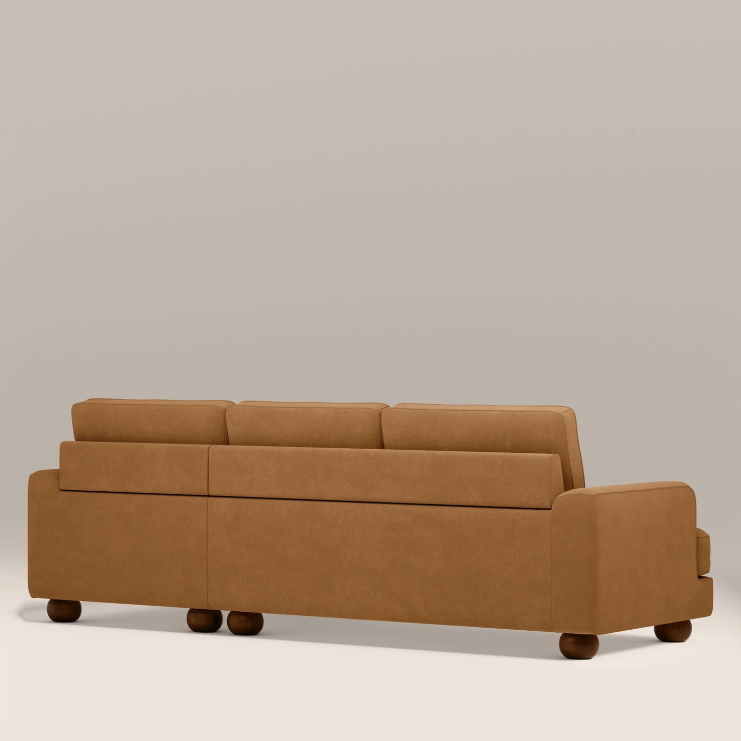 Nola Right Hand Chaise Sofa | Caramel Brown Sustainable Mohair Velvet