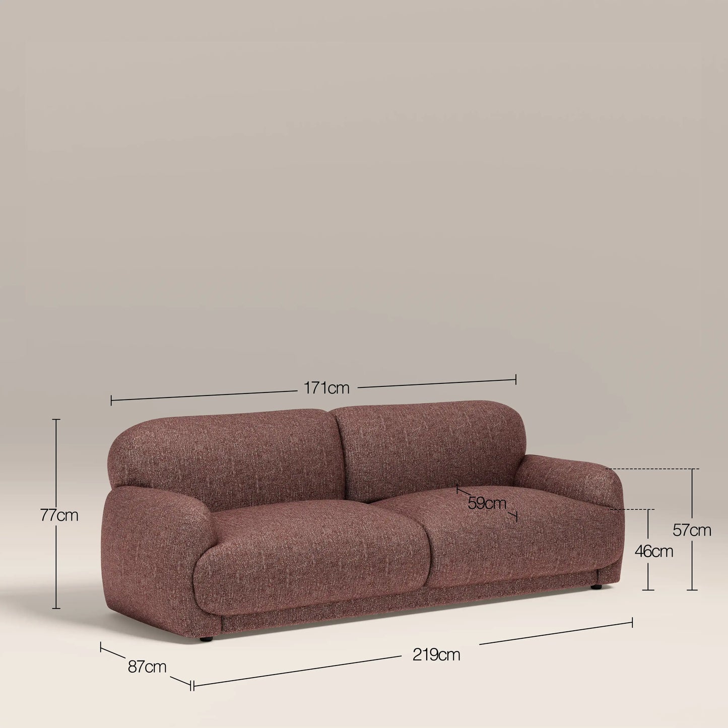 Cloud 3 Seater Sofa | Speckled Berry Red Boucle