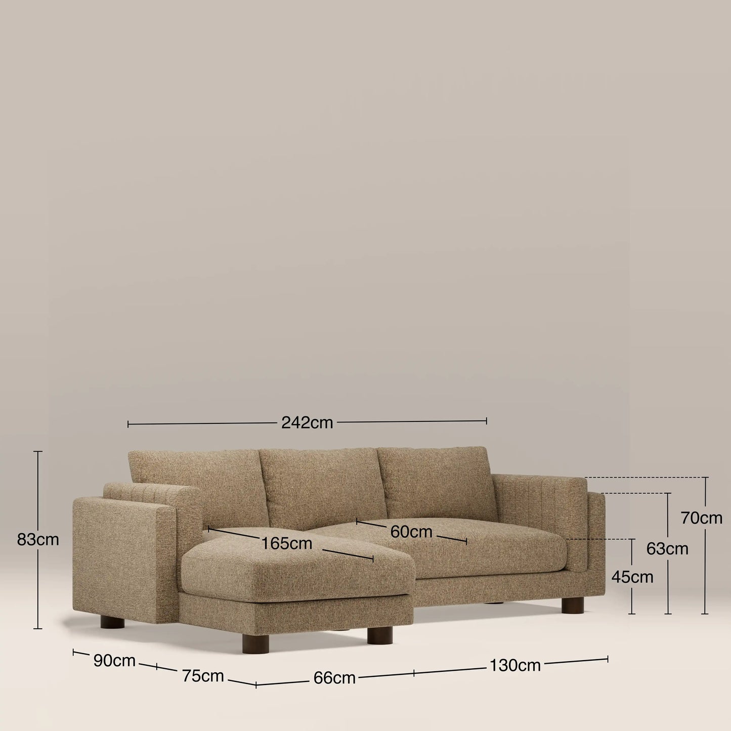 Halton Left Hand Chaise Sofa | Speckled Cappuccino Boucle