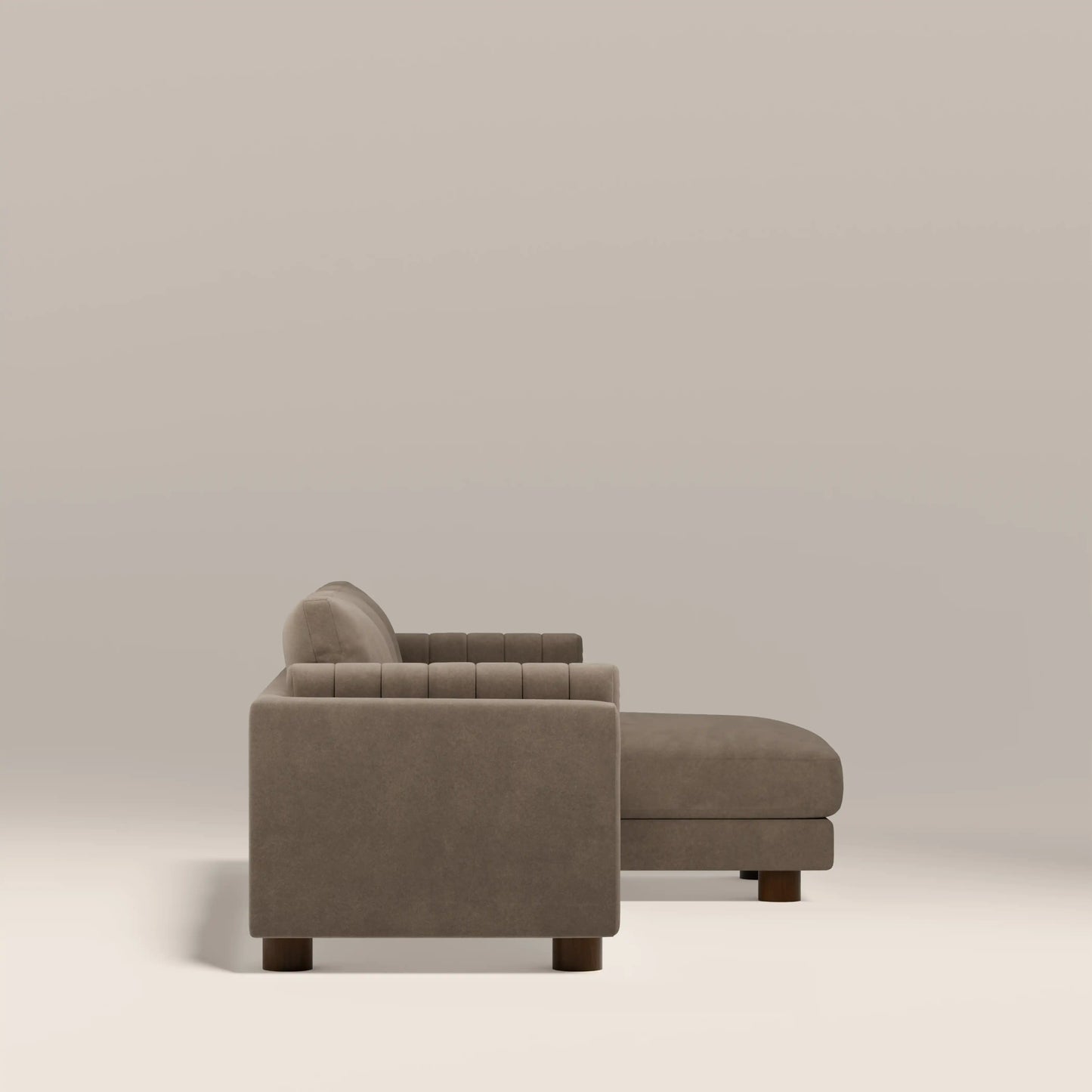Halton Right Hand Chaise Sofa | Truffle Brown Sustainable Mohair Velvet