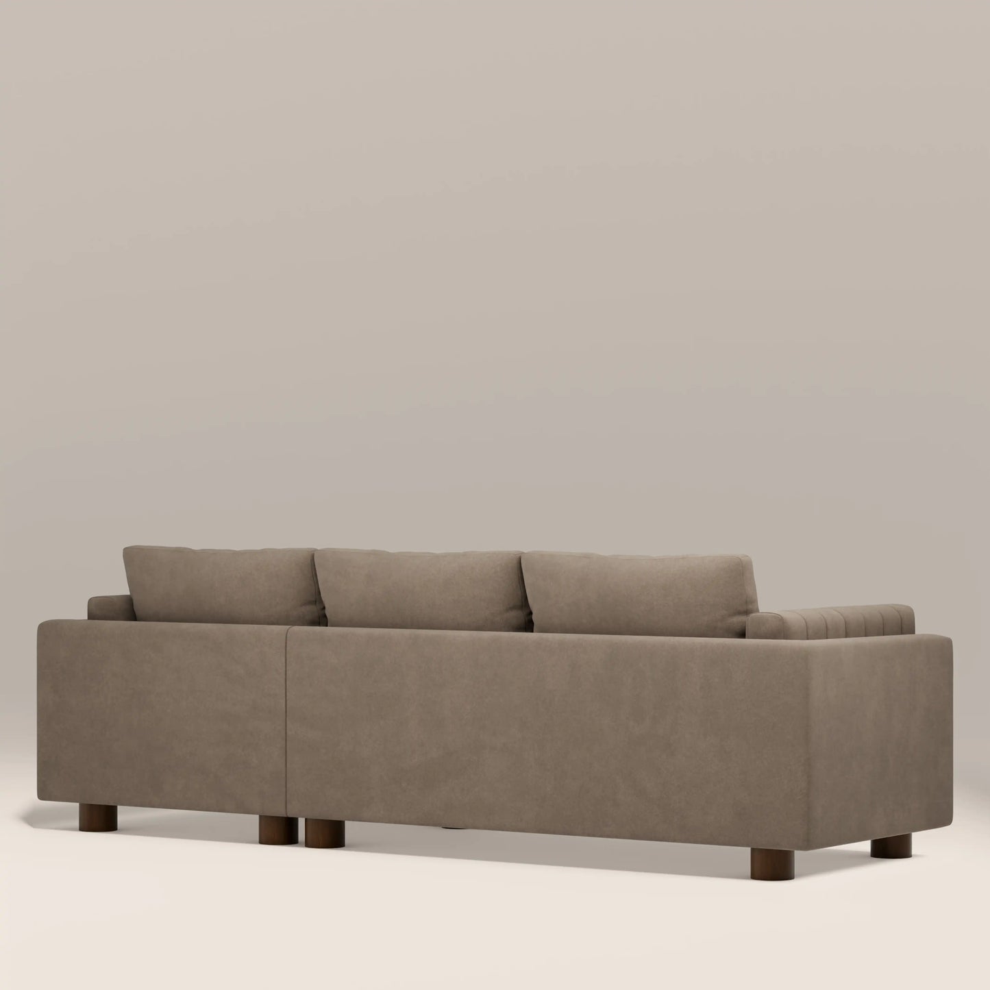 Halton Right Hand Chaise Sofa | Truffle Brown Sustainable Mohair Velvet