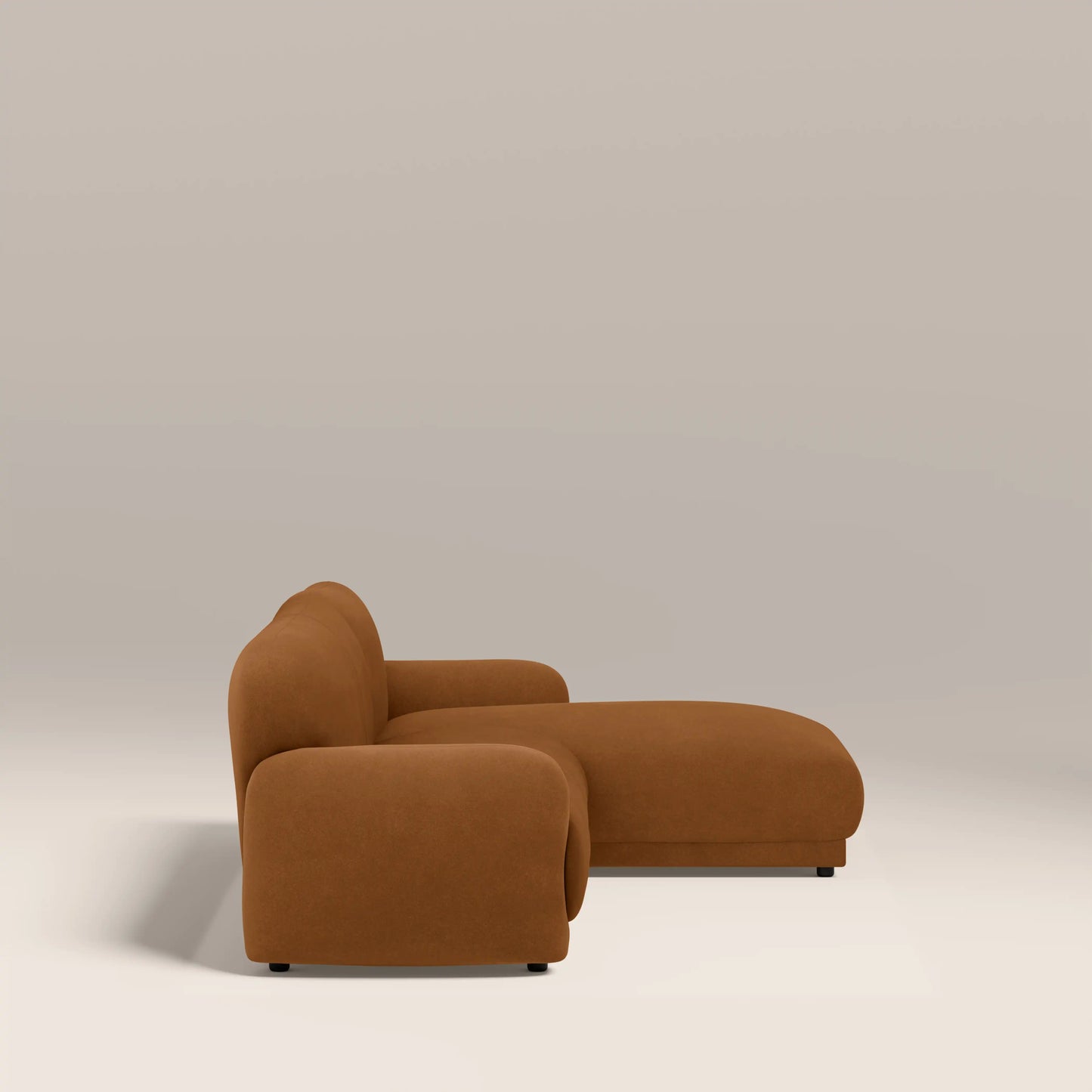 Cloud Right Hand Chaise Sofa | Caramel Brown Sustainable Mohair Velvet