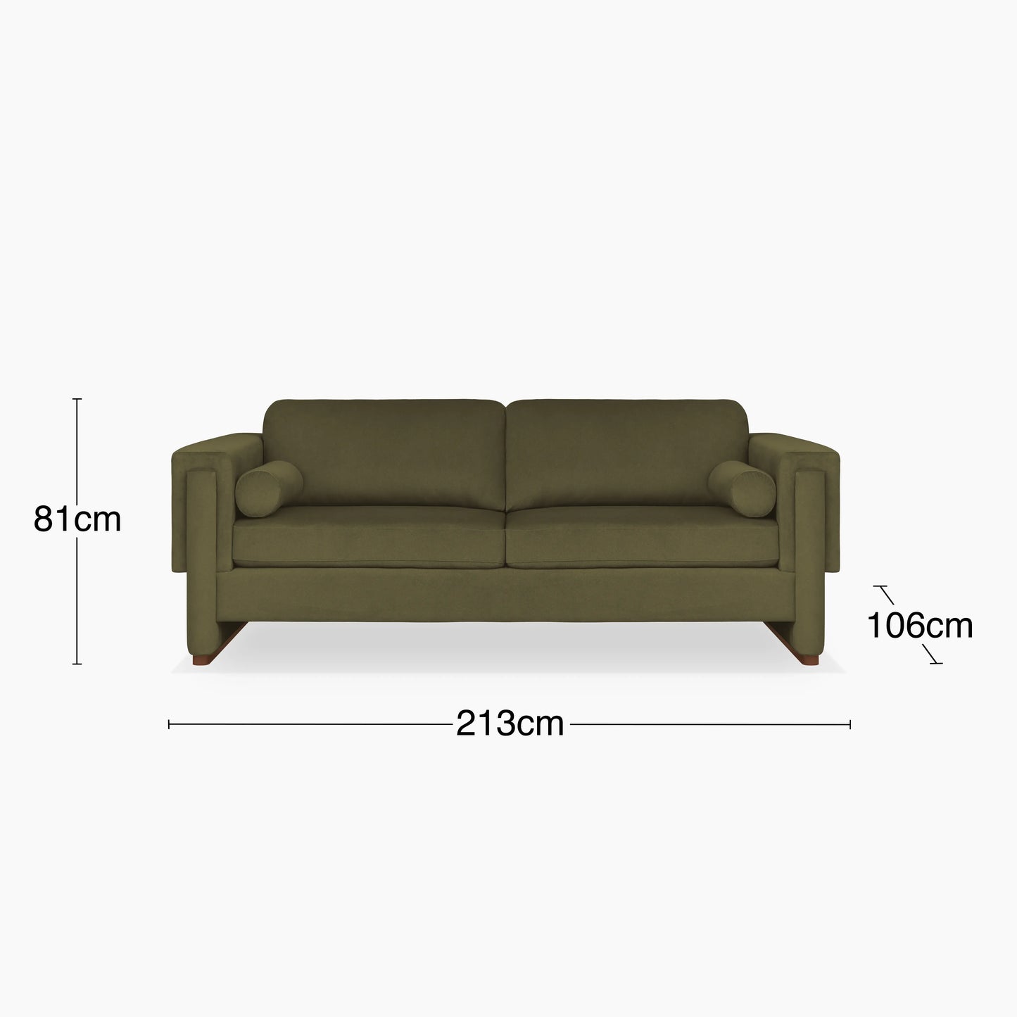 Ava 3 Seater Sofa | Moss Green Sustainable Mohair Velvet