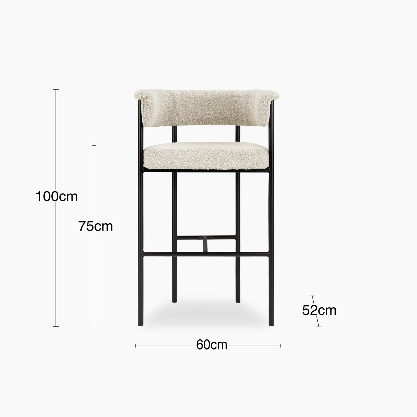 Roane Bar Stool | Speckled Stone Sustainable Boucle & Black