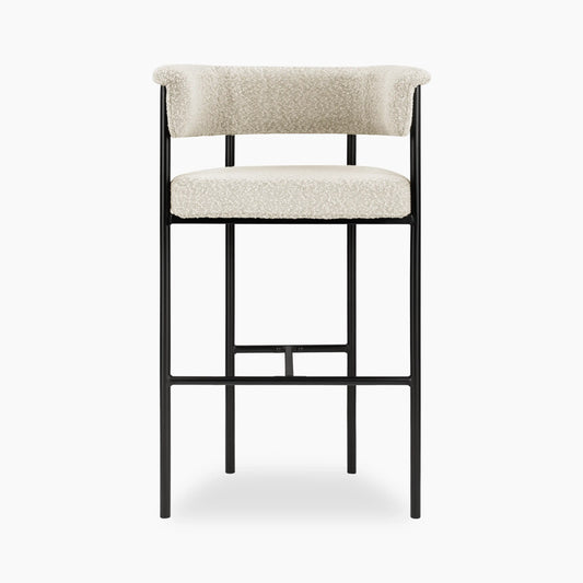Roane Bar Stool | Speckled Stone Sustainable Boucle & Black