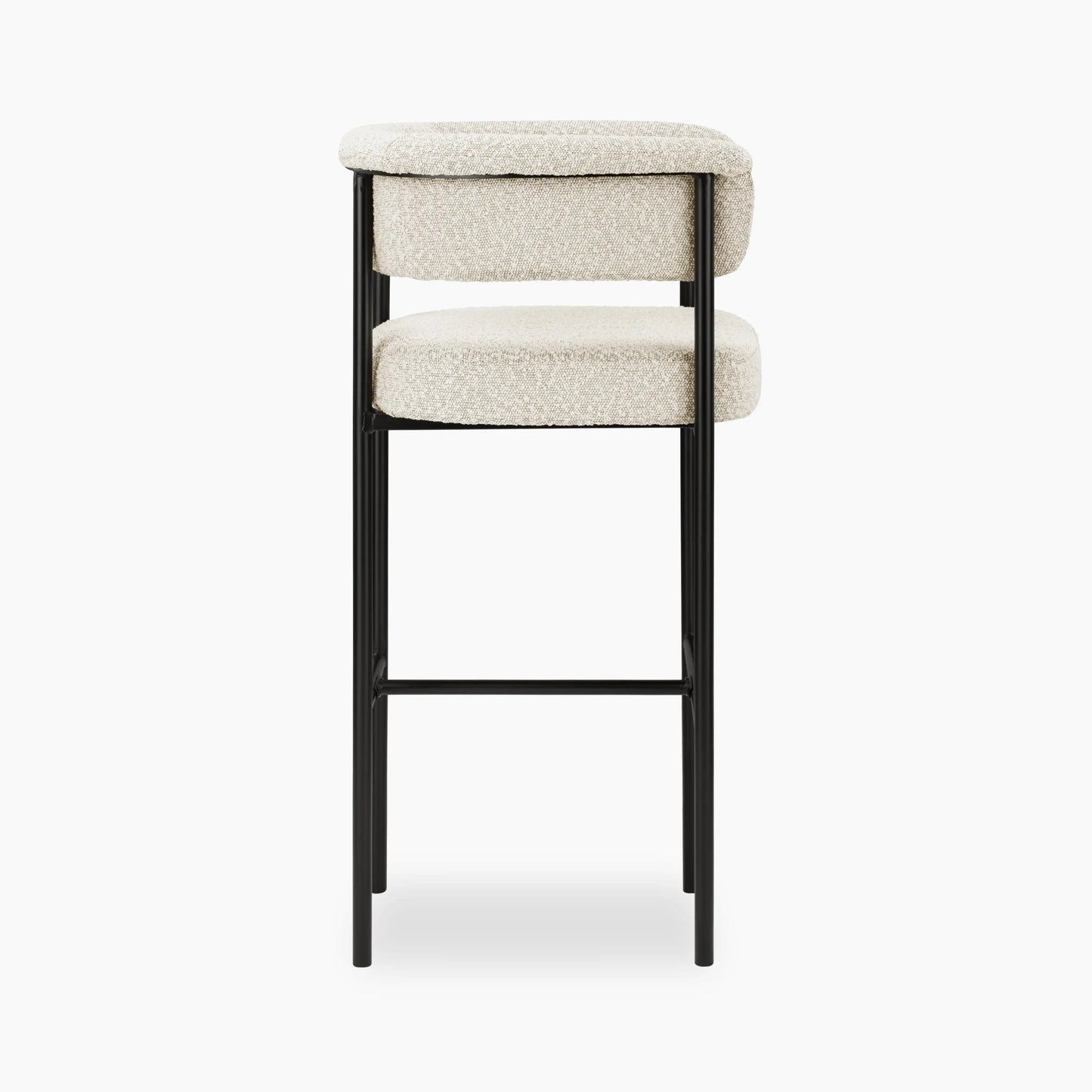 Roane Bar Stool | Speckled Stone Sustainable Boucle & Black