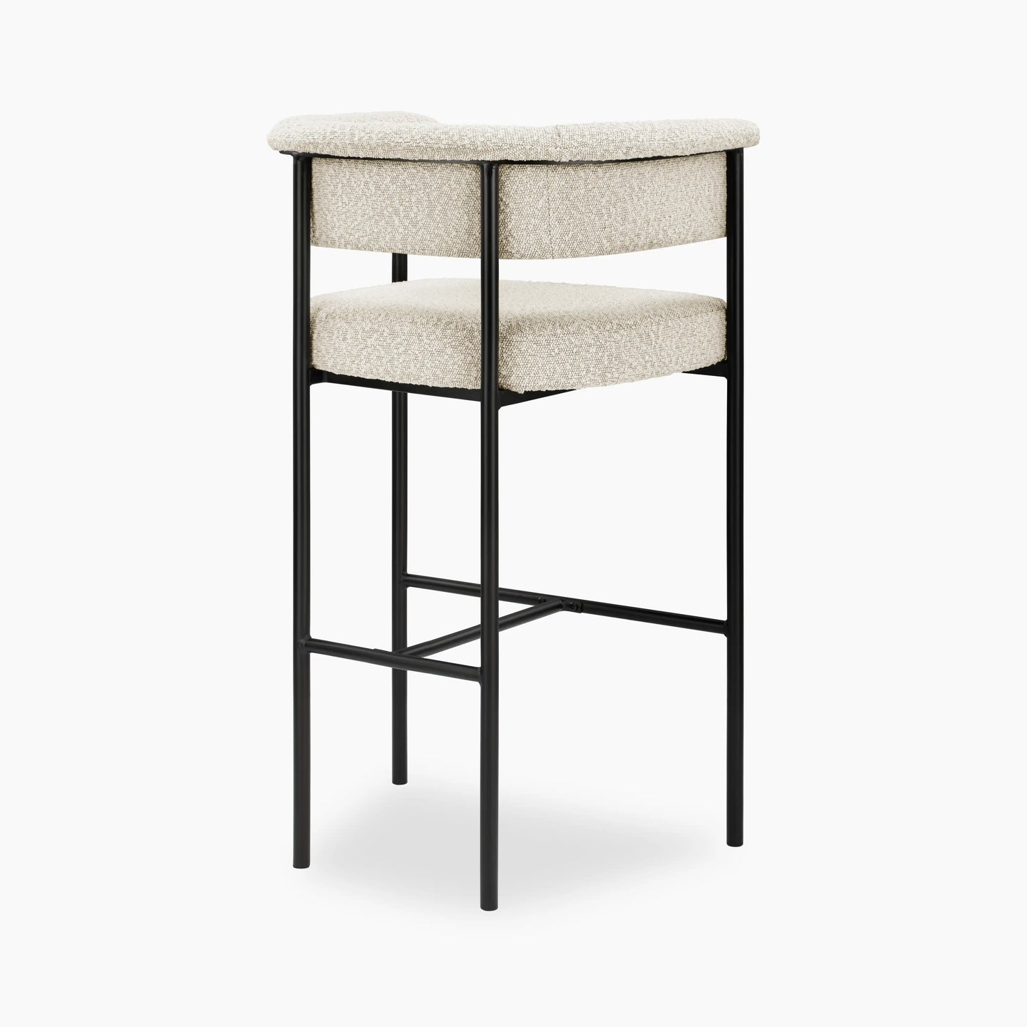 Roane Bar Stool | Speckled Stone Sustainable Boucle & Black