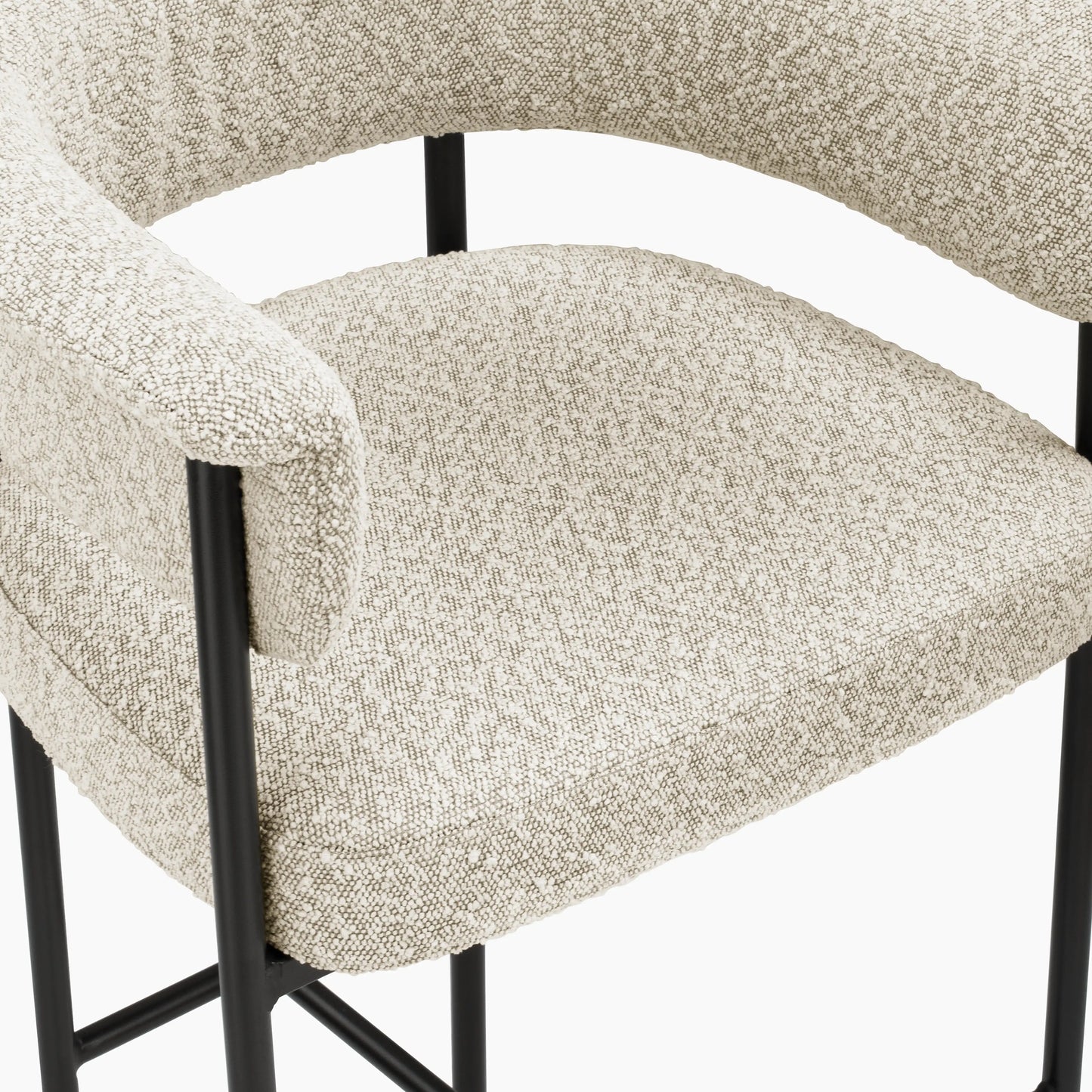Roane Bar Stool | Speckled Stone Sustainable Boucle & Black