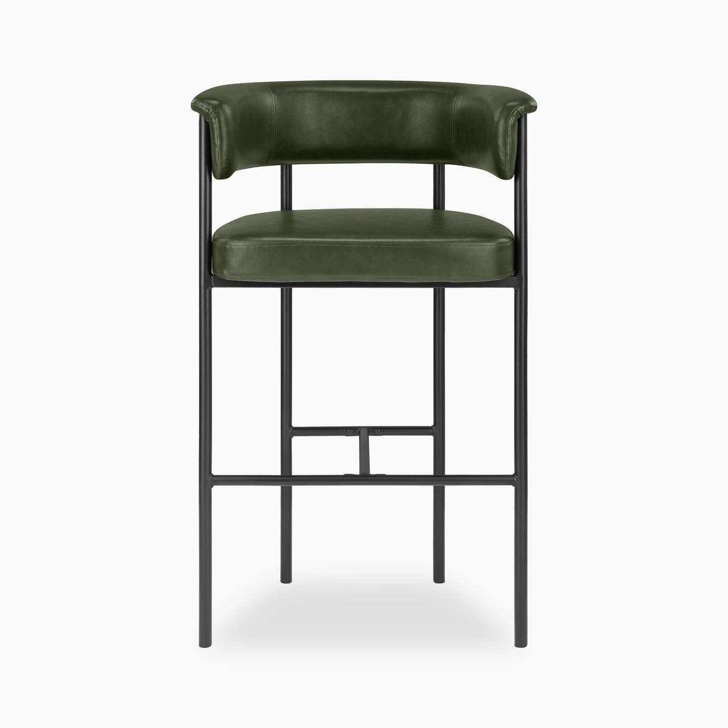 Roane Bar Stool | Vintage Green Faux Leather & Black