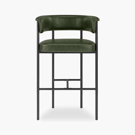 Roane Bar Stool | Vintage Green Faux Leather & Black