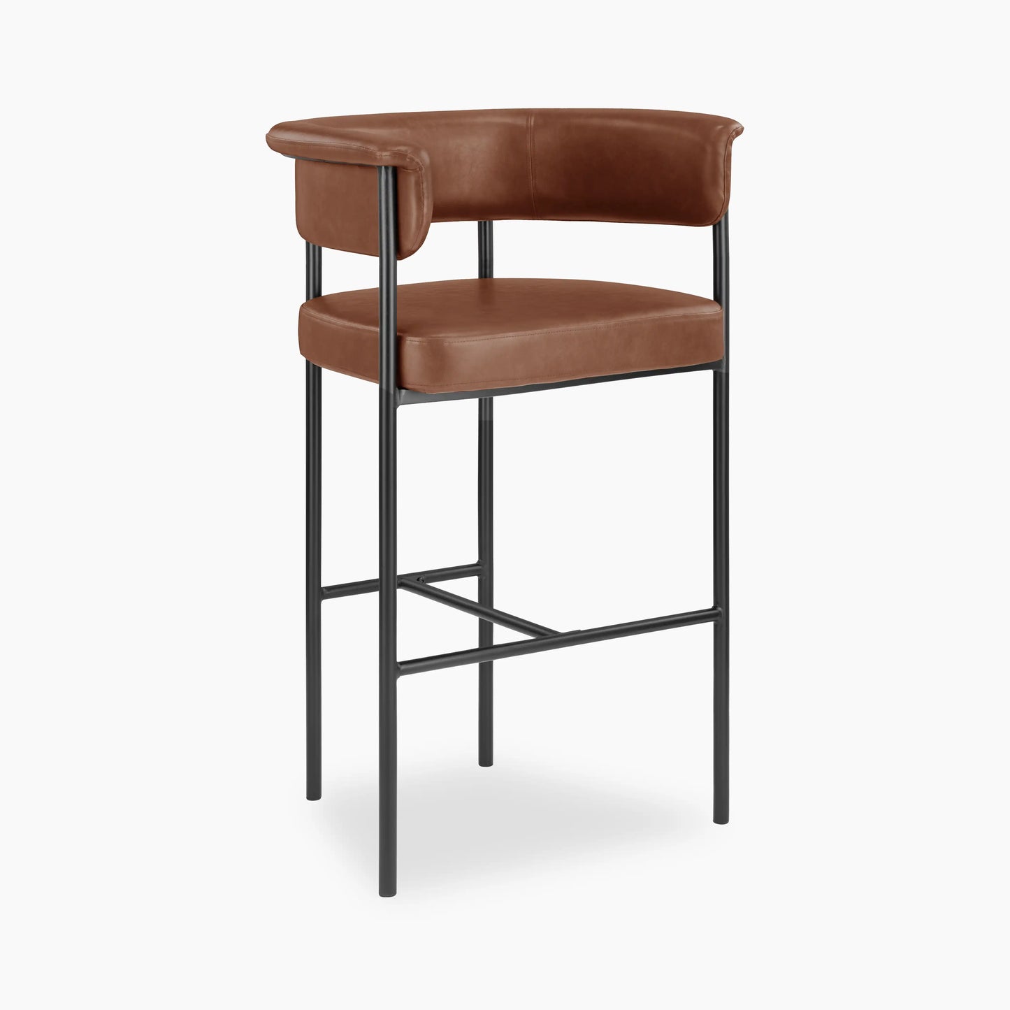 Roane Bar Stool | Vintage Tan Faux Leather & Black